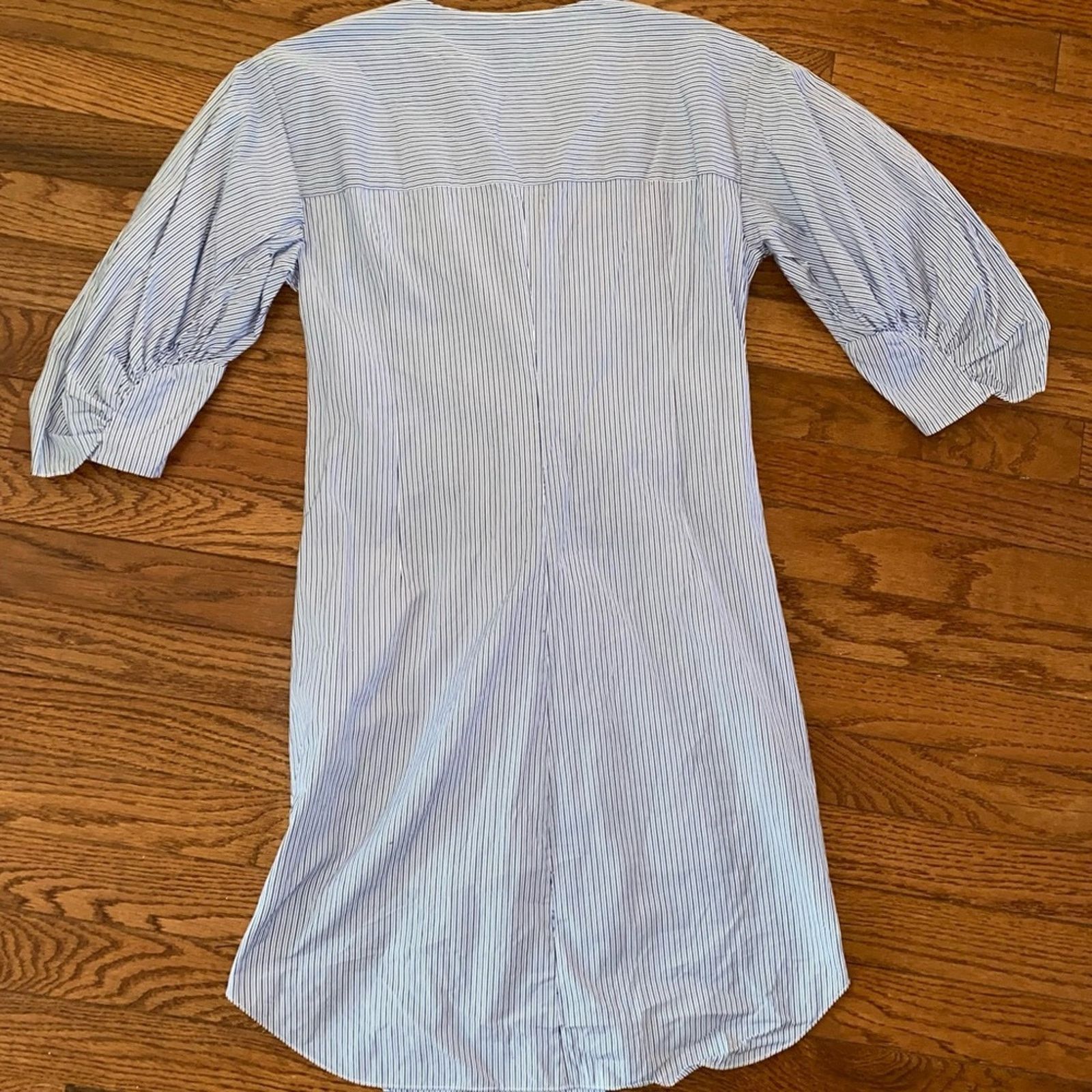 Tibi Revolve TIBI Jones Asymmetrical Shirt Dress Blue stripe 0 Size XS / US 0-2 / IT 36-38 - 15 Thumbnail