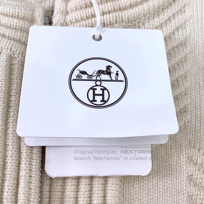 Hermes Hermes Beige Diamond Knit Wool Zip-Up Sweater Jacket Size XXS / US 00 / IT 34 - 6 Thumbnail