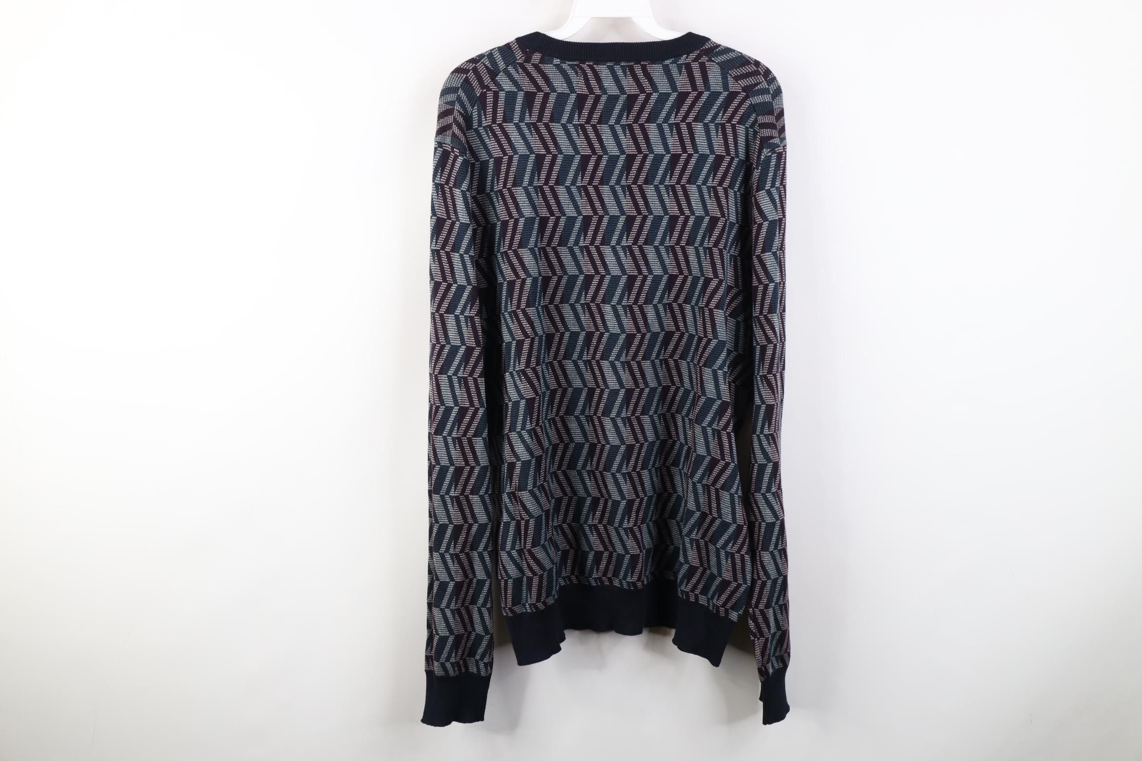 Vintage Vintage Y2K Streetwear Checkered Wavy Knit Crewneck Sweater Size US L / EU 52-54 / 3 - 8 Thumbnail