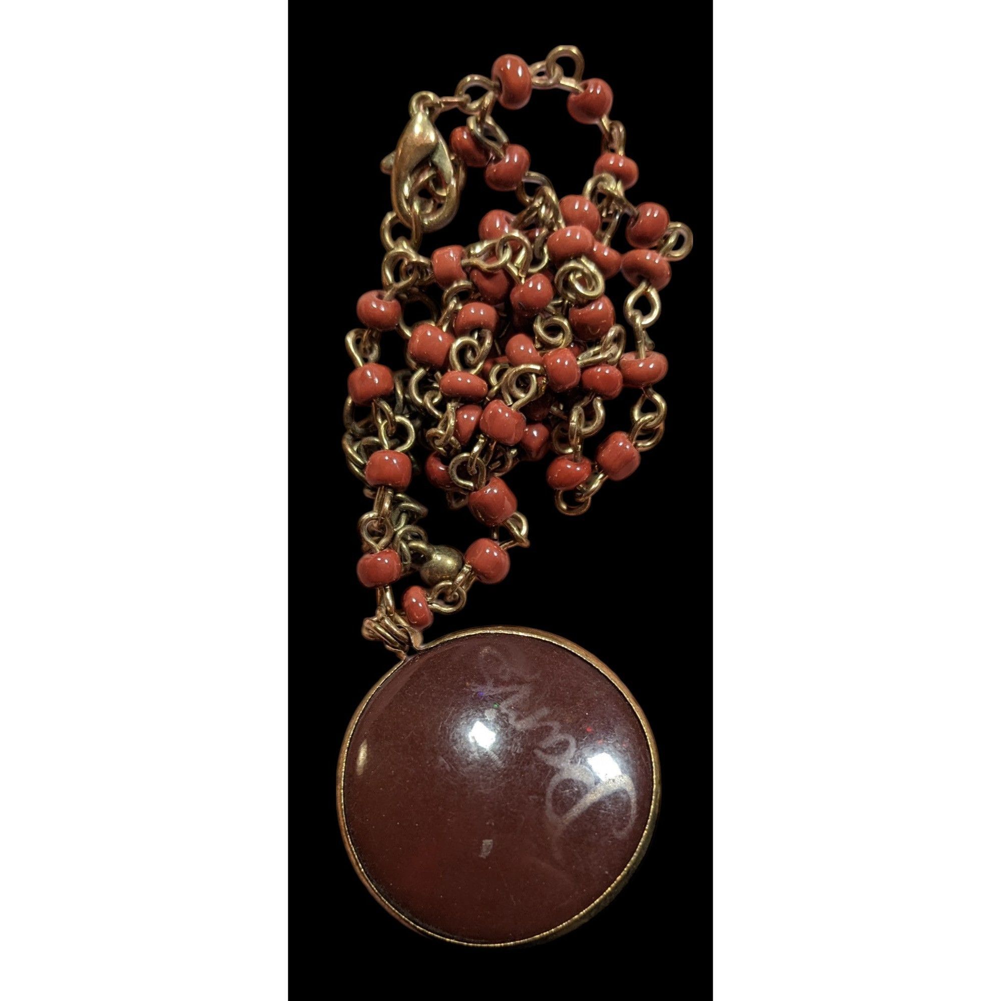 Other Vintage Paris Brown And Gold Tone Beaded Pendant Necklace Size ONE SIZE - 2 Thumbnail