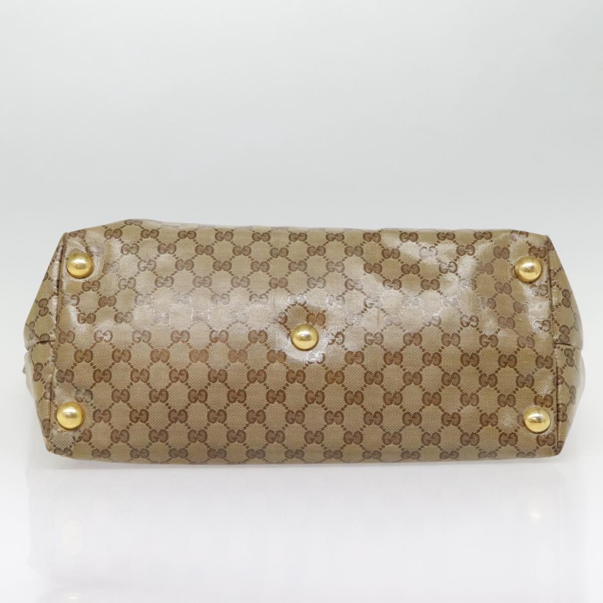 GUCCI GG Crystal Tote Bag Coated Canvas Beige White Silver