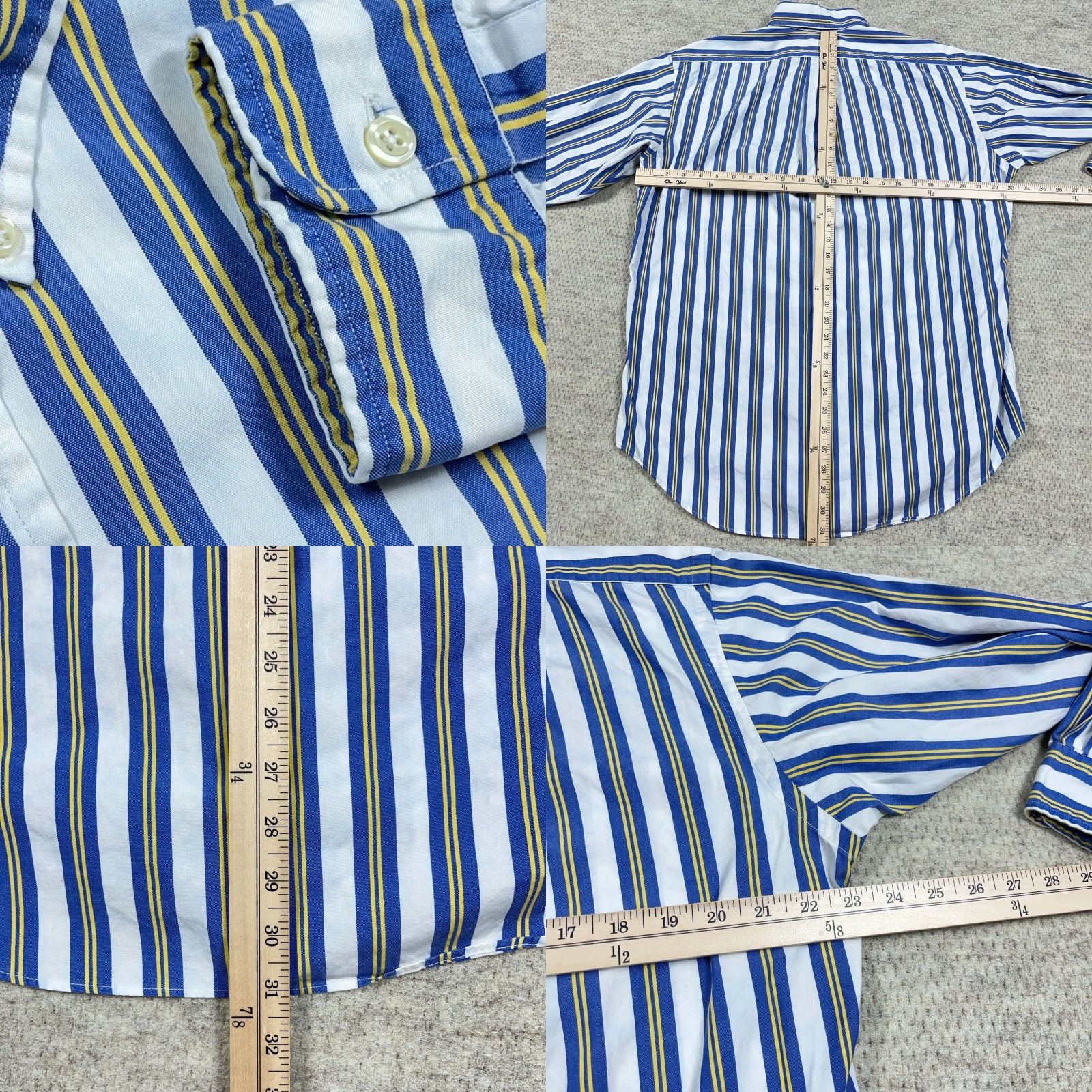 Ralph Lauren Ralph Lauren Button-Up Shirt Mens L Blue Yellow Striped Cotton Oxford Decorative Logo Button-Down Linen? Size US L / EU 52-54 / 3 - 8 Thumbnail