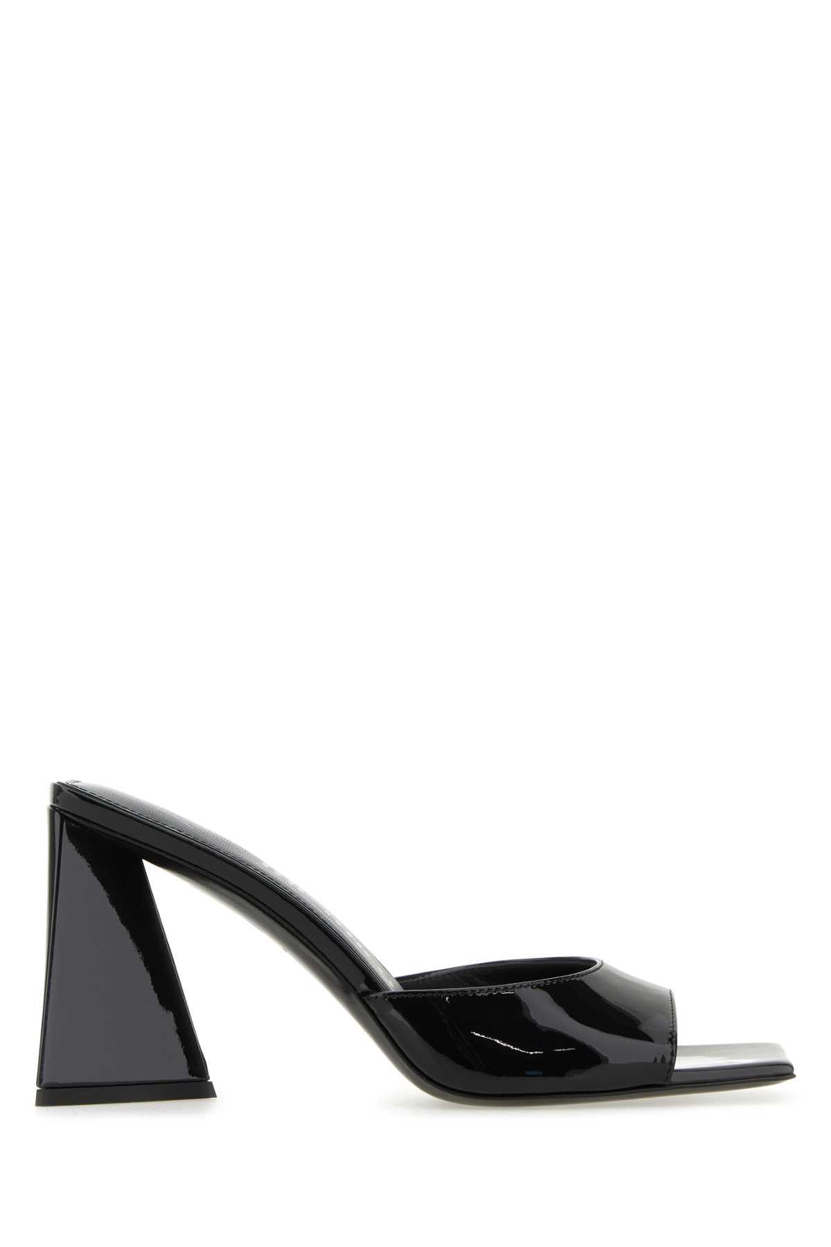 image of The Attico Embellished Satin Mini Devon Mule Shoess Shoes in Black, Women's (Size 8)