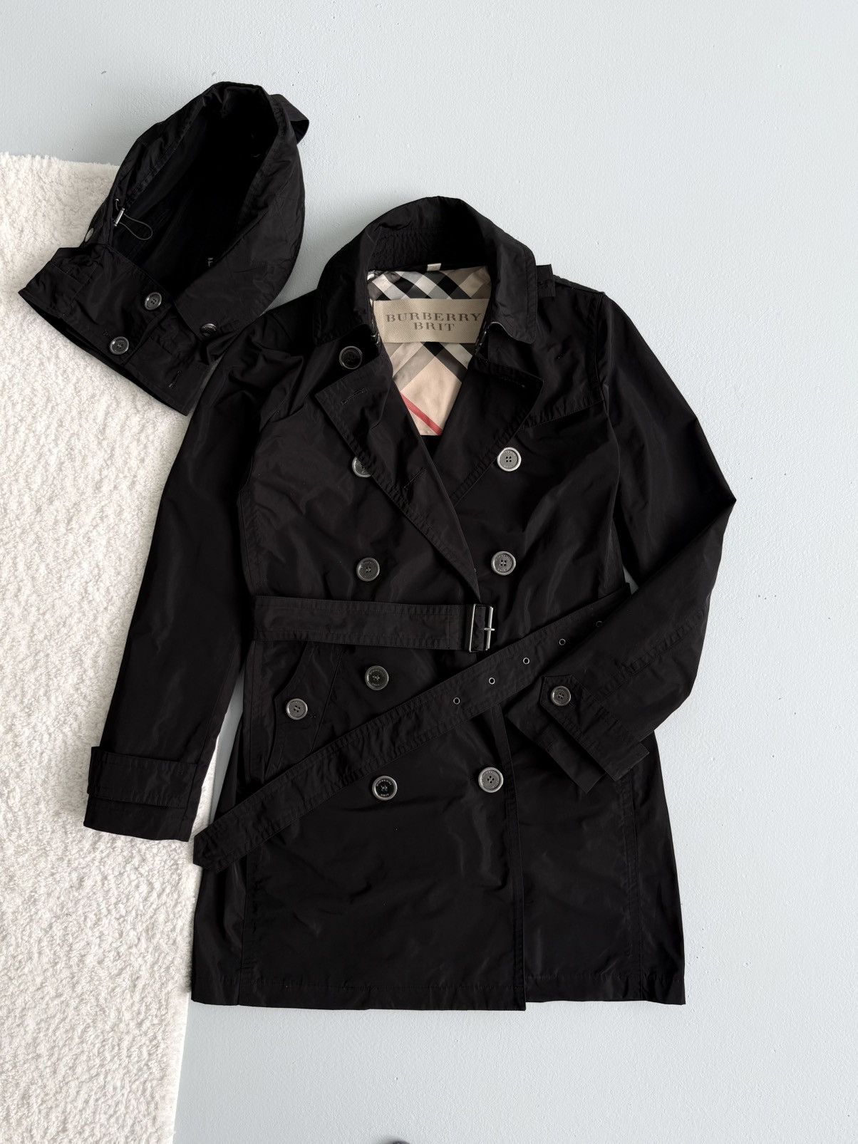Burberry Burberry Brit Hooded Trench Coat Nova Check Lined Belted Size S / US 4 / IT 40 - 2 Thumbnail