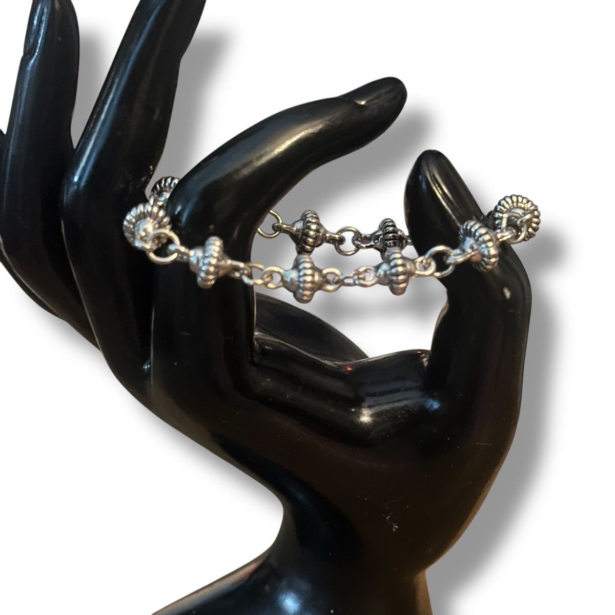 Other Silver tone fluted saucer bead link bracelet Size ONE SIZE - 2 Thumbnail