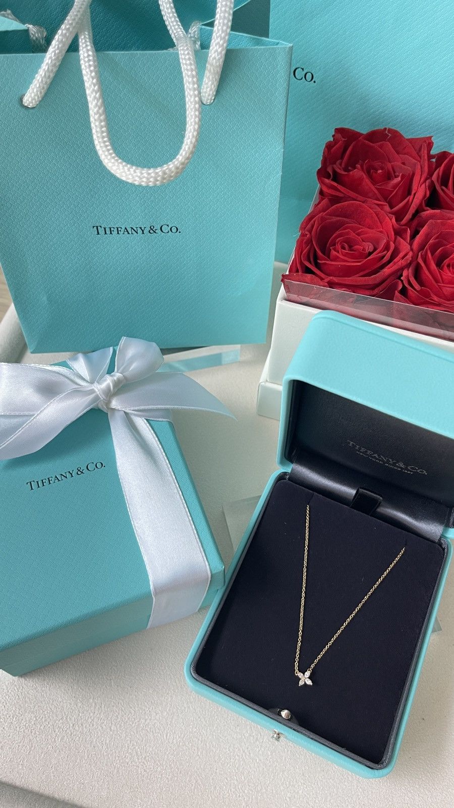 Tiffany & Co. TIFFANY & CO. VICTORIA DIAMOND PENDANT RG MINI 18K 16" $2800 Size ONE SIZE - 2 Thumbnail