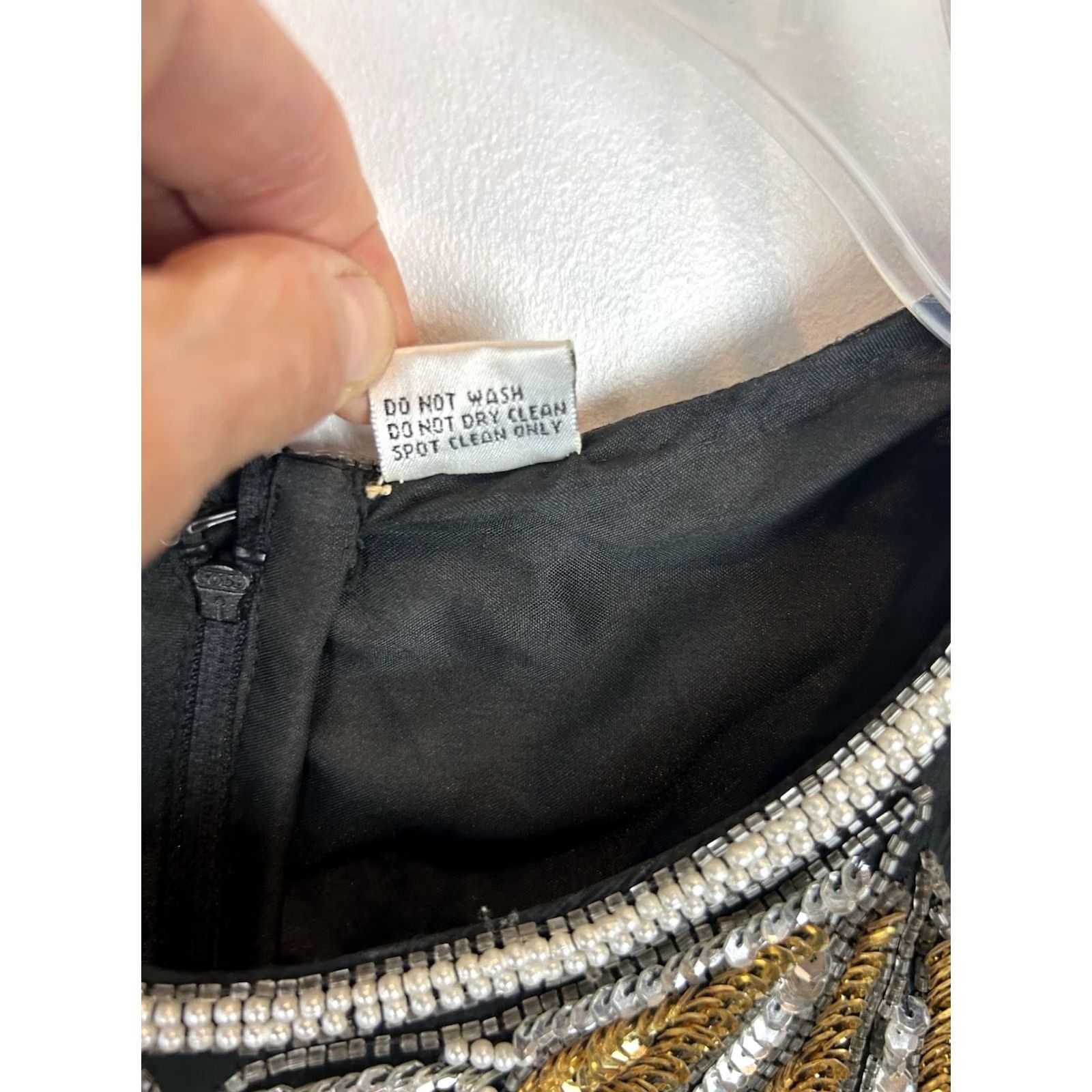 Vintage VINTAGE Denise Elle Beaded Evening Dress Silk Black 80s Medium M 100% Silk Cocktail Party Womens Size M / US 6-8 / IT 42-44 - 5 Thumbnail