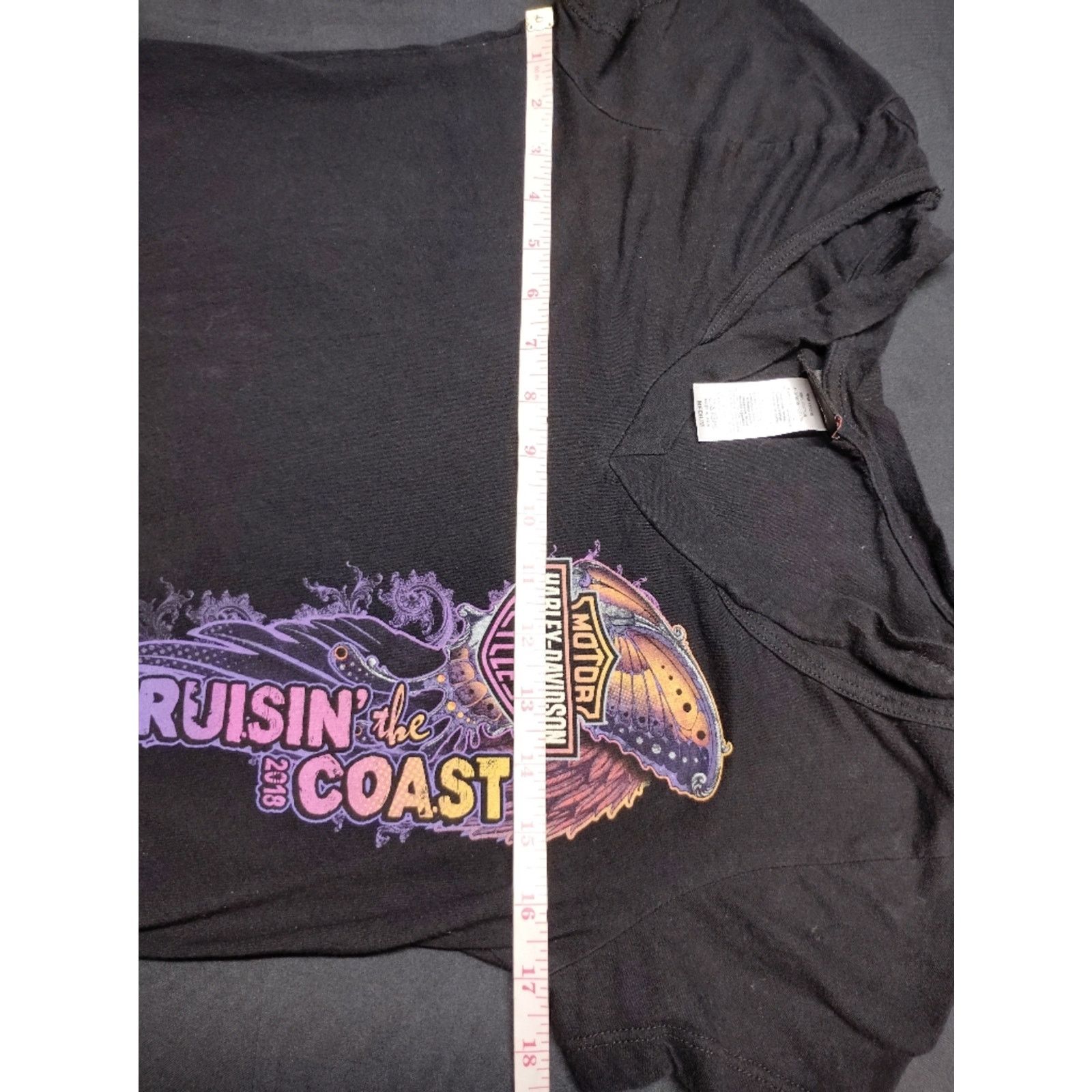 Harley Davidson Harley-Davidson Black V-Neck Cutout Tee with Purple Graphic Size S / US 4 / IT 40 - 5 Thumbnail