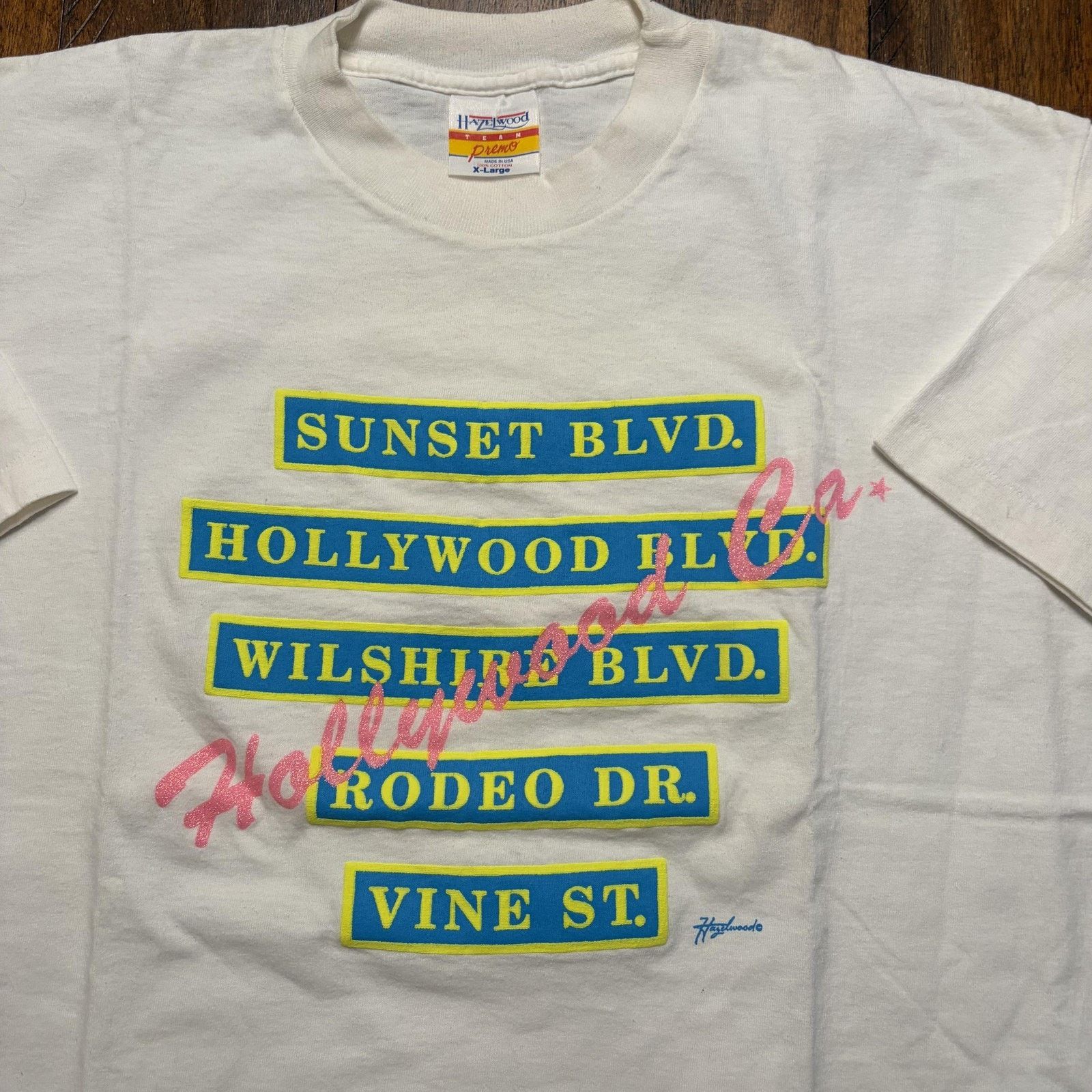 Vintage Vtg Hazelwood Hollywood Blvd Shirt Mens XL White Street USA Size US XL / EU 56 / 4 - 3 Thumbnail