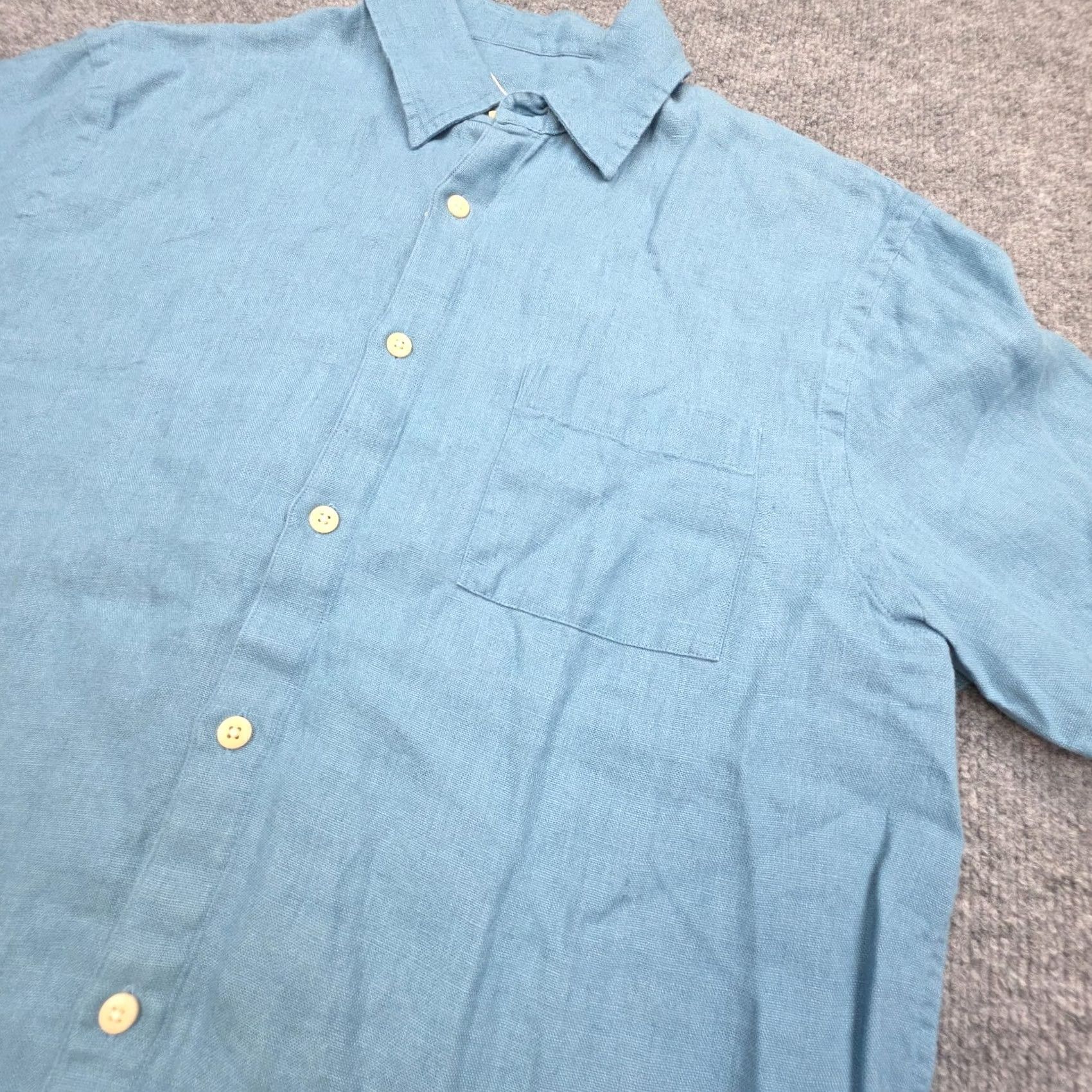 Vintage Alex Crane Men's Large Blue Knit Ola Shirt Linen Button Up NWT Size US L / EU 52-54 / 3 - 2 Thumbnail