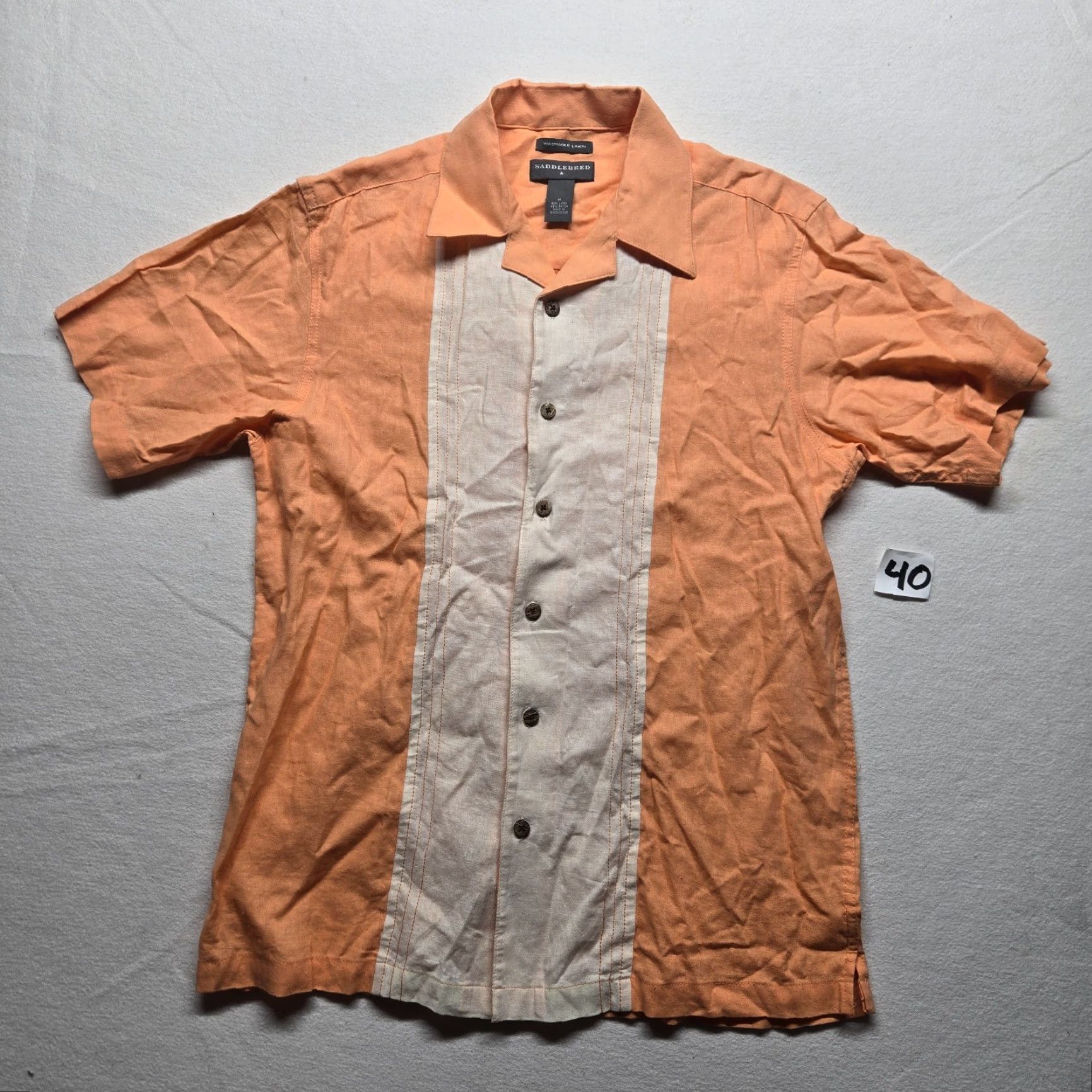 Vintage Saddlebred Shirt Short Sleeve Button-Up Adult Men's Size M Orange Front Button-Down Casual 90s? Size US M / EU 48-50 / 2 - 2 Thumbnail