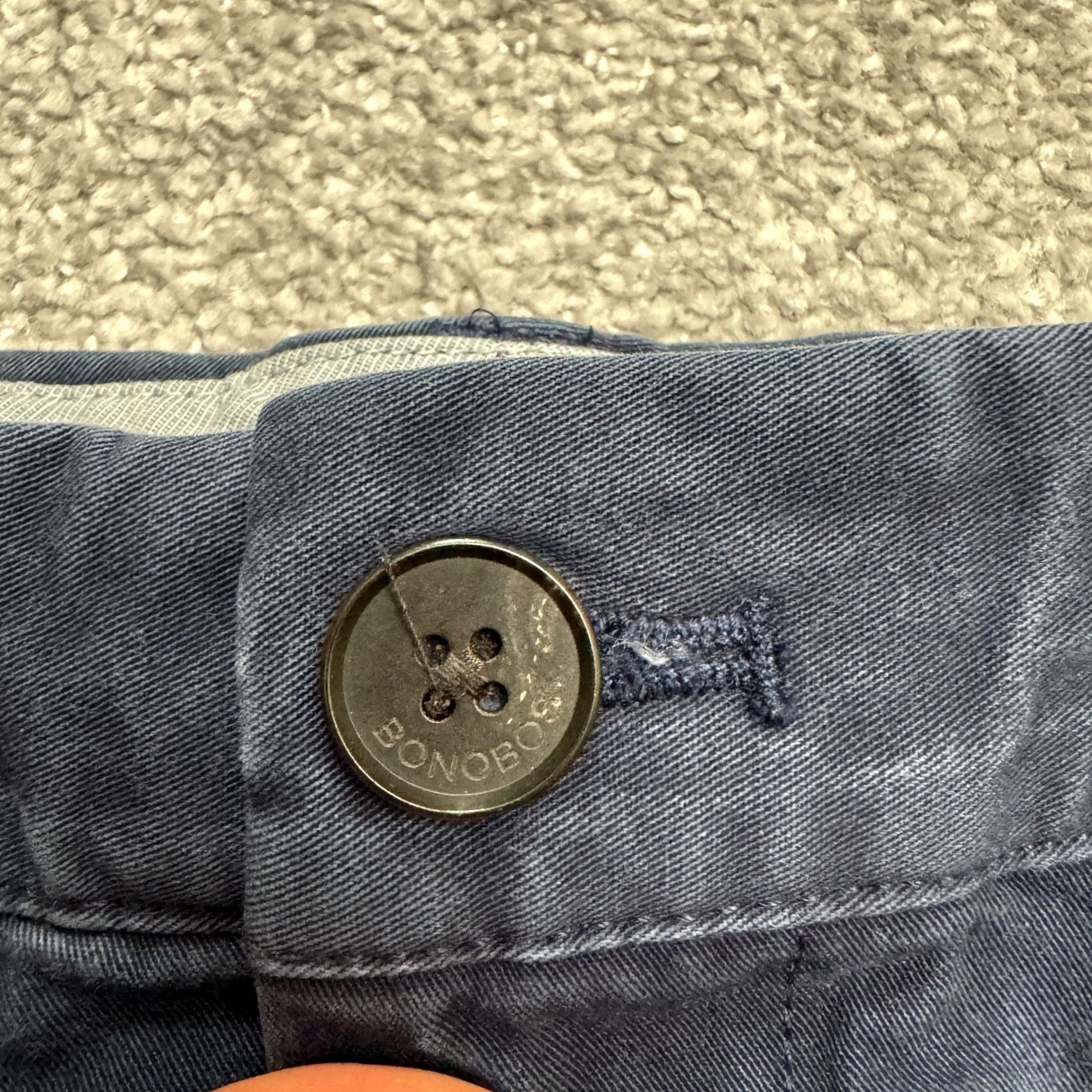 Bonobos Bonobos Slim Fit Straight Leg Chino Pants Mens 36x28 Navy Blue Cotton Flat Front Button Zip Casual Workwear Baggy? Size US 31 - 3 Thumbnail