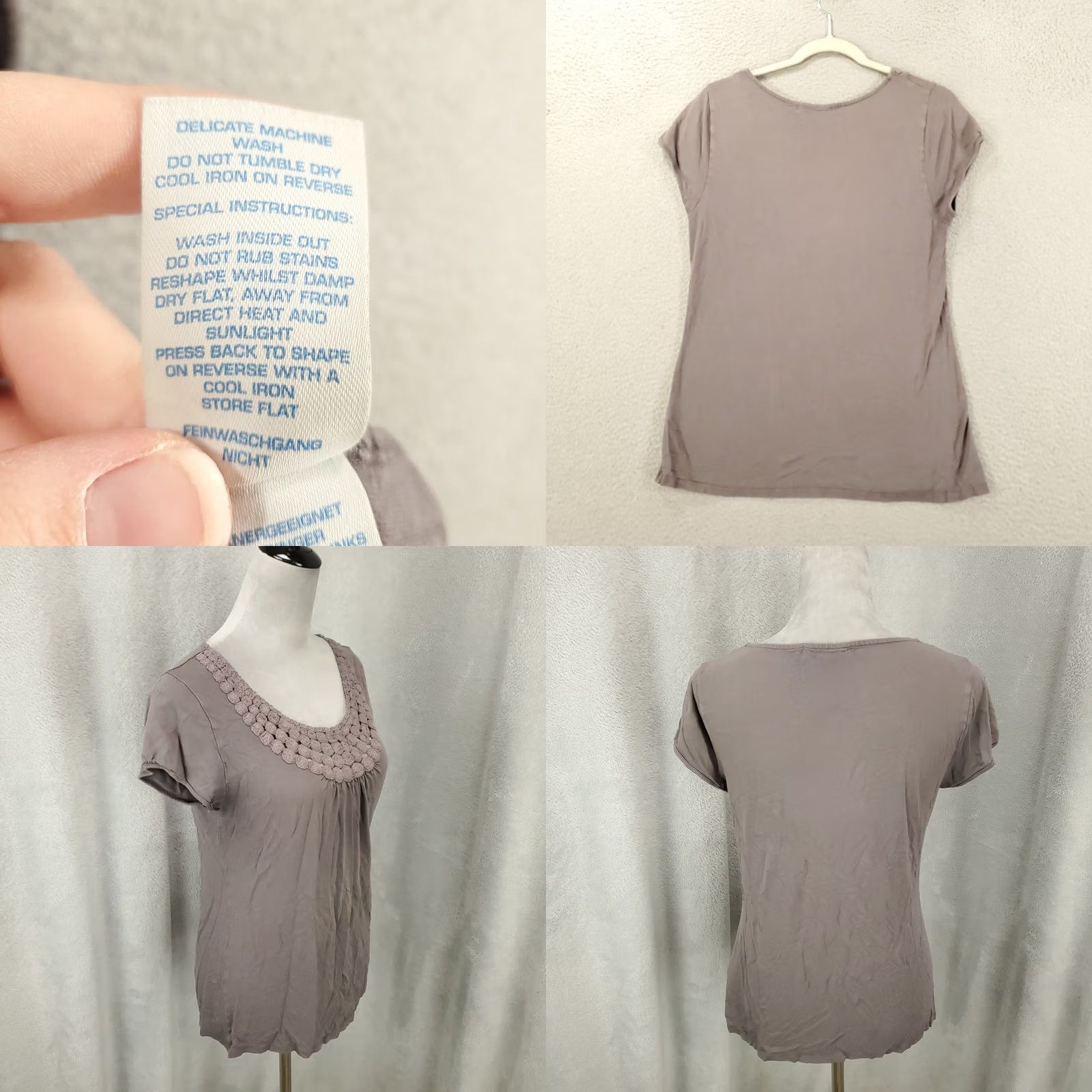 Boden Boden Top Womens 10 Gray Cap Sleeve Embroidered Knit Blouse Long Rounded Neck Casual, Party, Travel Womens Regular 10 Gray Bod en Size L / US 10 / IT 46 - 8 Thumbnail
