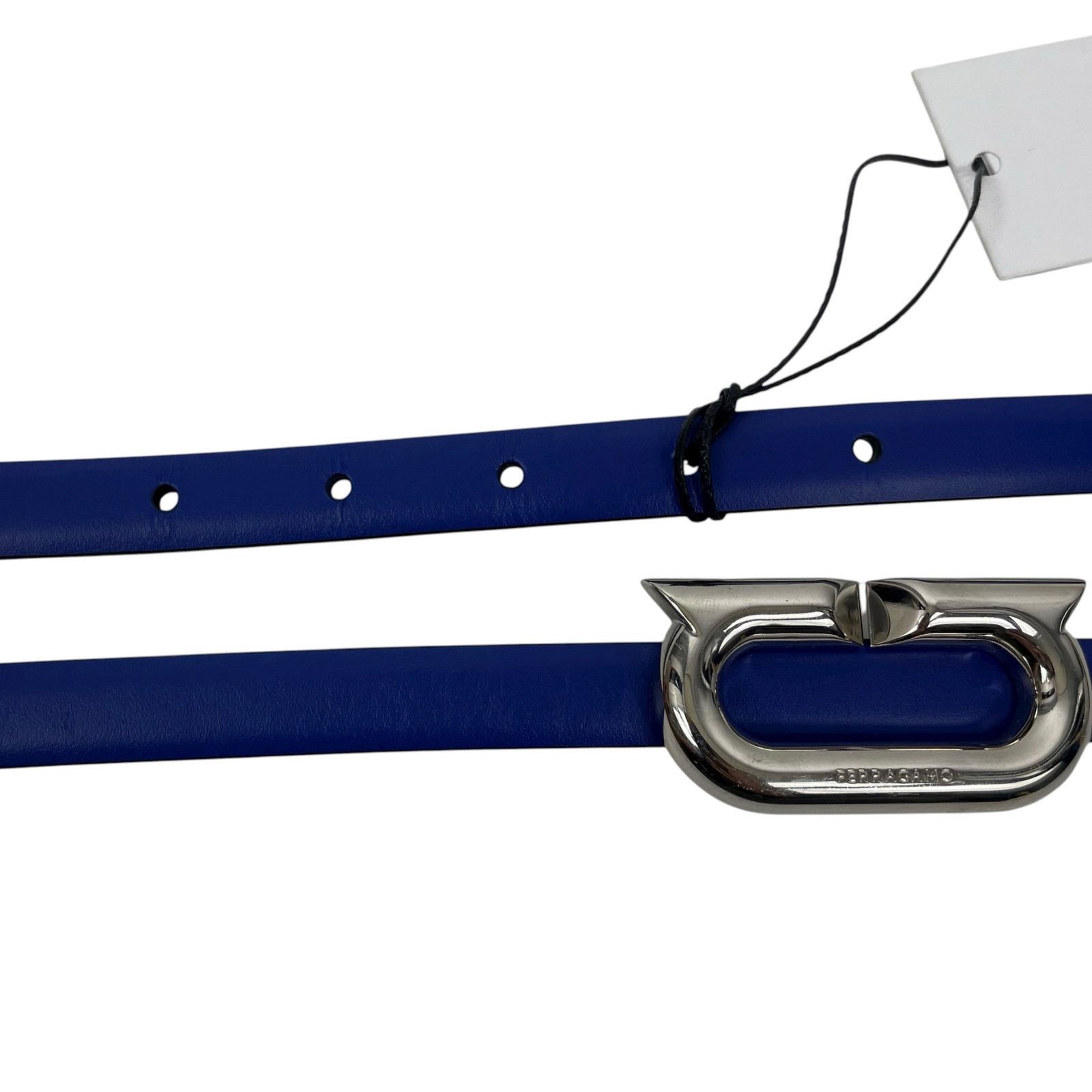 Salvatore Ferragamo Gancio Ellipse Skinny Leather Belt Size 80/32\