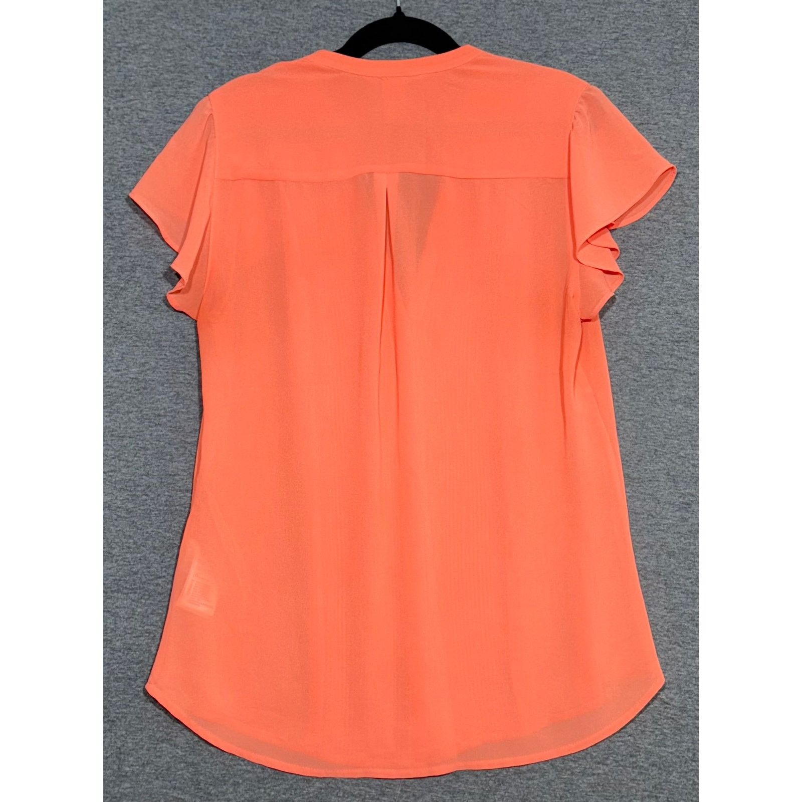 H&M H&M | Pink Orange Coral Polyester Sheer Button Down Top | 2 Size XS / US 0-2 / IT 36-38 - 2 Thumbnail