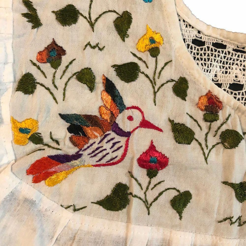 Designer New White Hand Made Embroidered Bird Floral Blouse L Size L / US 10 / IT 46 - 4 Thumbnail
