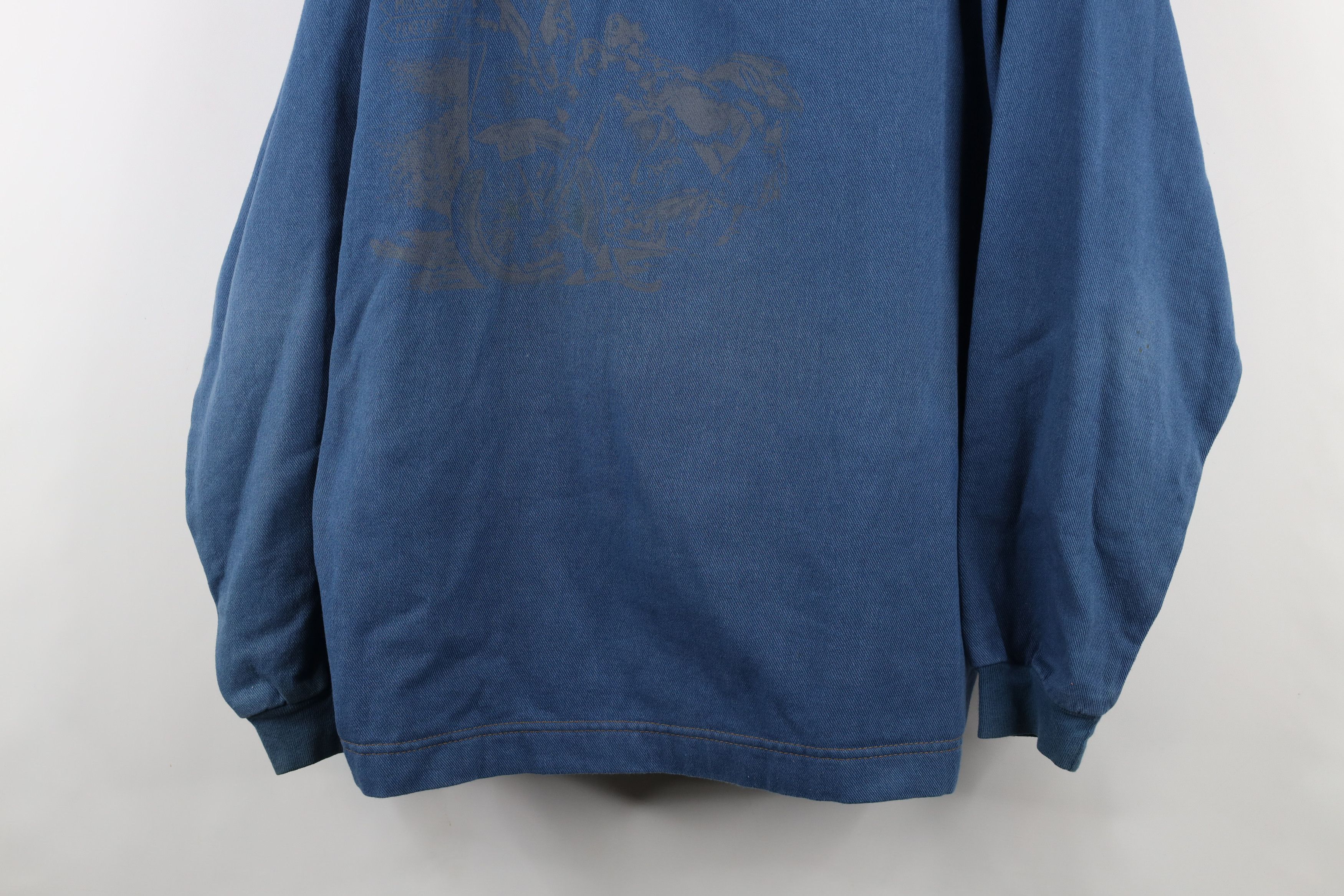 Harley Davidson × Vintage Vintage 90s Harley Davidson Denim Henley Sweatshirt USA Size US L / EU 52-54 / 3 - 3 Thumbnail