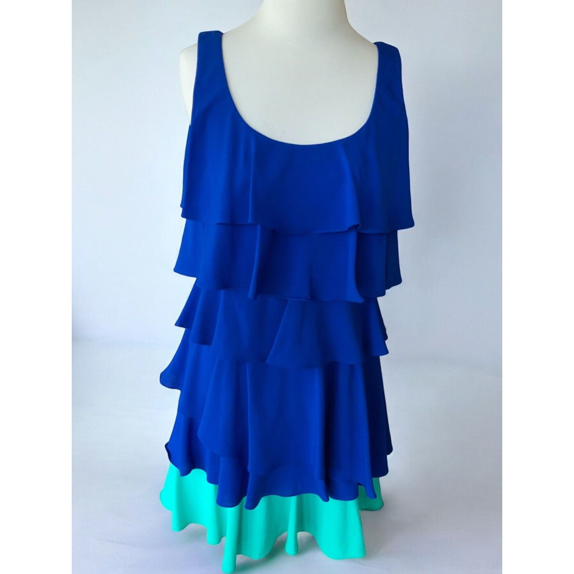 Calvin Klein Calvin Klein Womens Blue Aqua Tiered Sleeveless Dress 8 Size M / US 6-8 / IT 42-44 - 1 Thumbnail