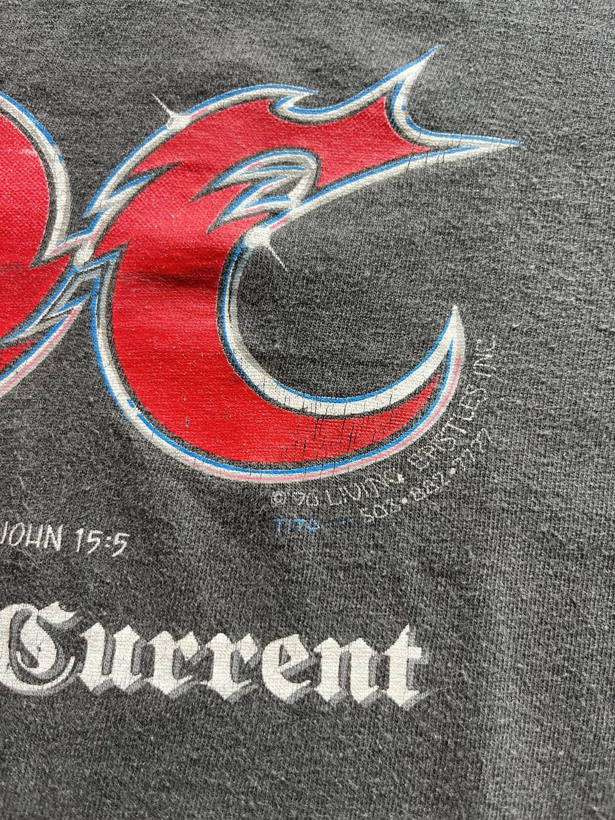 Vintage Vintage JCDC Jesus Parody AC/DC 1990’s T-shirt Size US XL / EU 56 / 4 - 7 Thumbnail