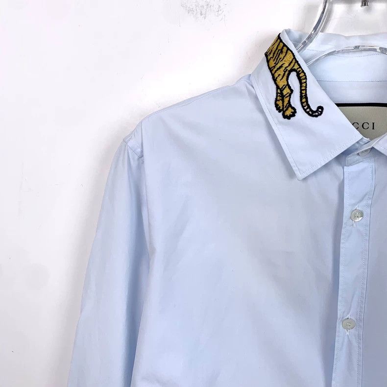 Gucci Gucci Size 38 Light blue lapel tiger embroidery cotton long Size US XS / EU 42 / 0 - 3 Thumbnail