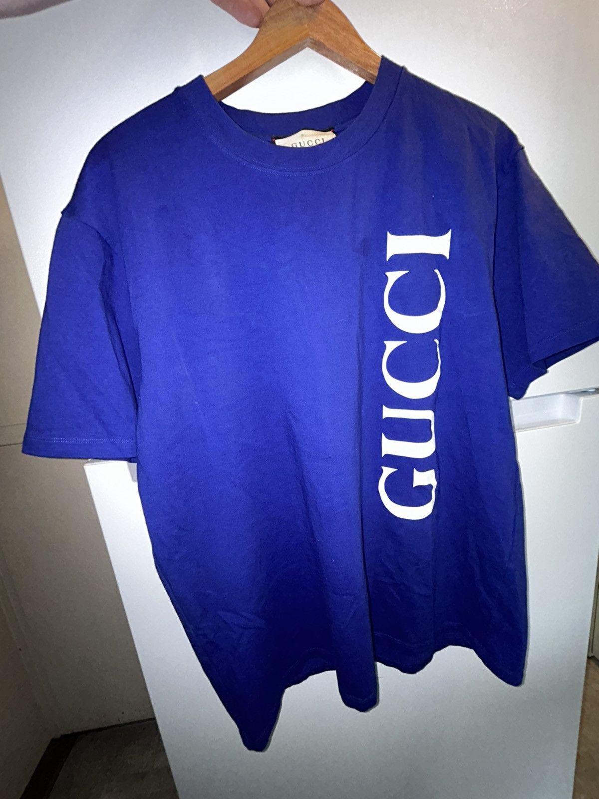 Gucci Gucci Large Logo Printing Short Sleeve Blue Size US S / EU 44-46 / 1 - 1 Thumbnail