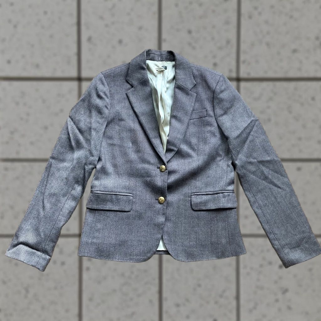 J.Crew J. Crew Blazer Women Size 8 Wool Blend Twill Gray Brown Gold Buttons Vintage? (note missing sleeve button) Size M / US 6-8 / IT 42-44 - 1 Thumbnail
