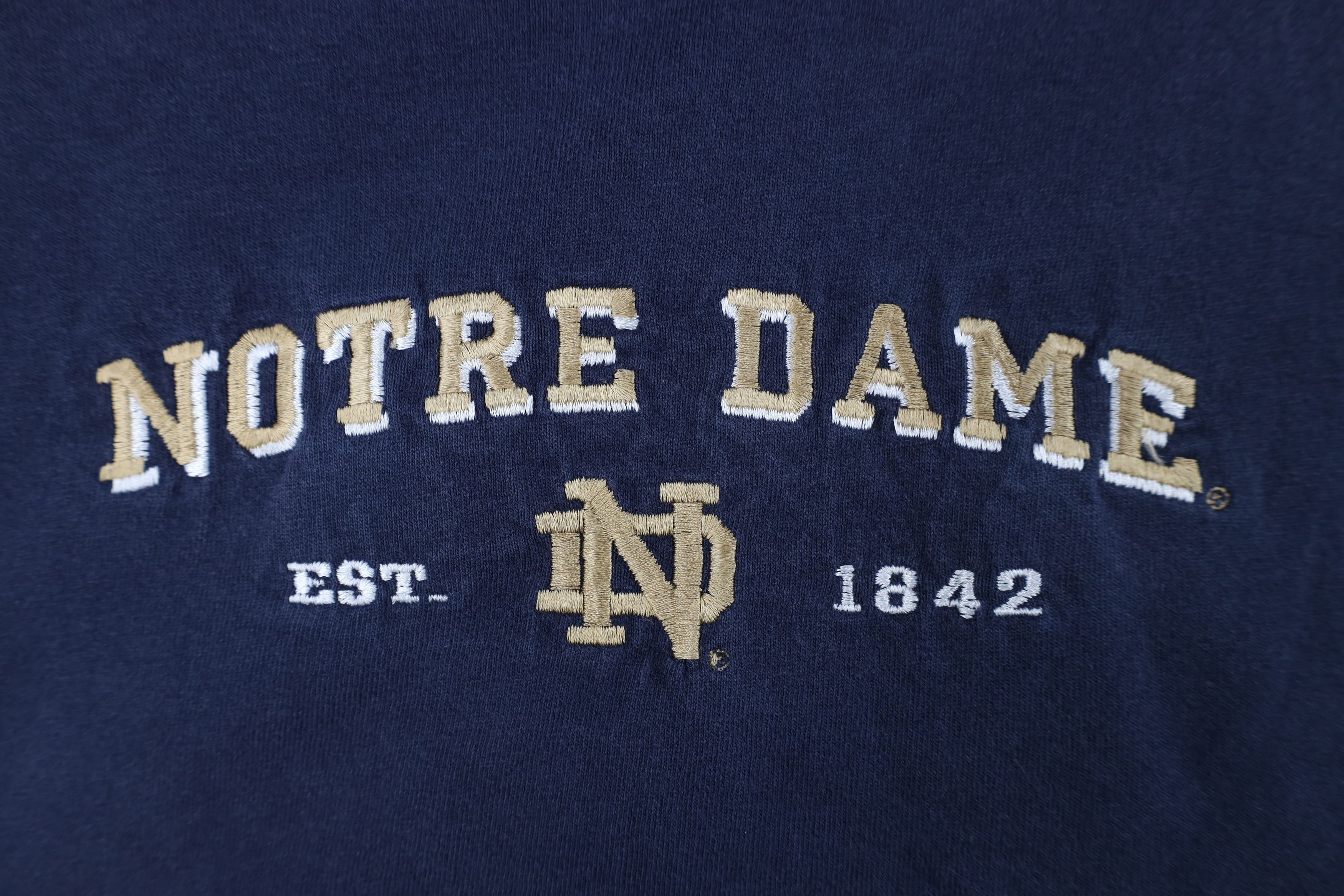 Vintage Vintage 90s Spell Out Notre Dame University T-Shirt Blue Size US XL / EU 56 / 4 - 4 Thumbnail