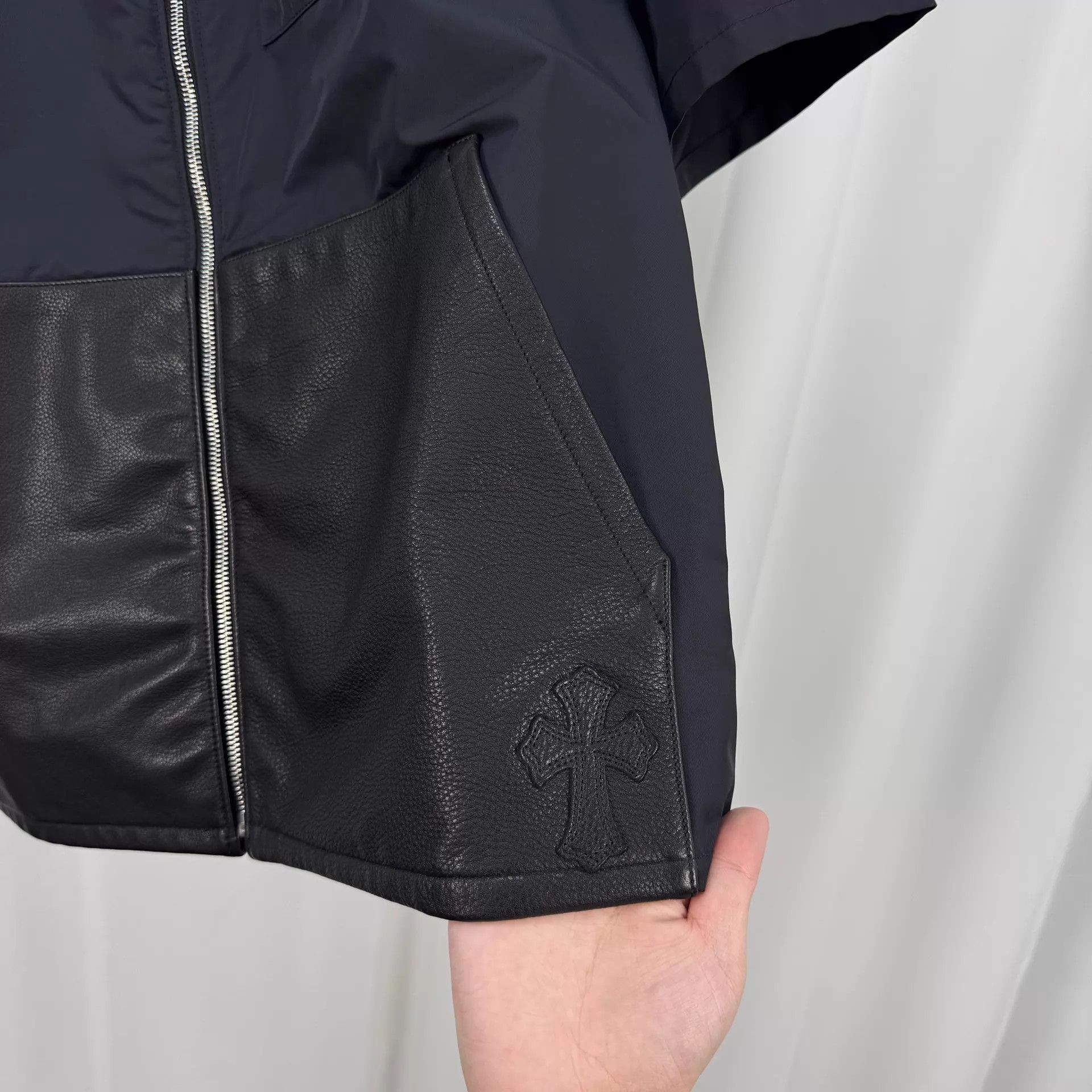 Chrome Hearts Chrome Hearts X Leather Panel SS Zip Shirt XL New Size US XL / EU 56 / 4 - 4 Thumbnail