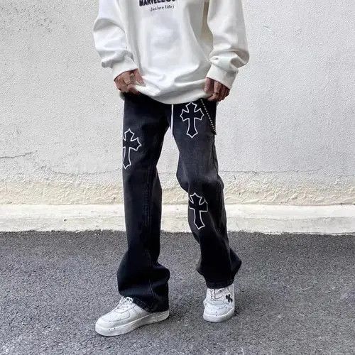 Japanese Brand Street hip hop cross print jeans Size US 32 / EU 48 - 2 Thumbnail