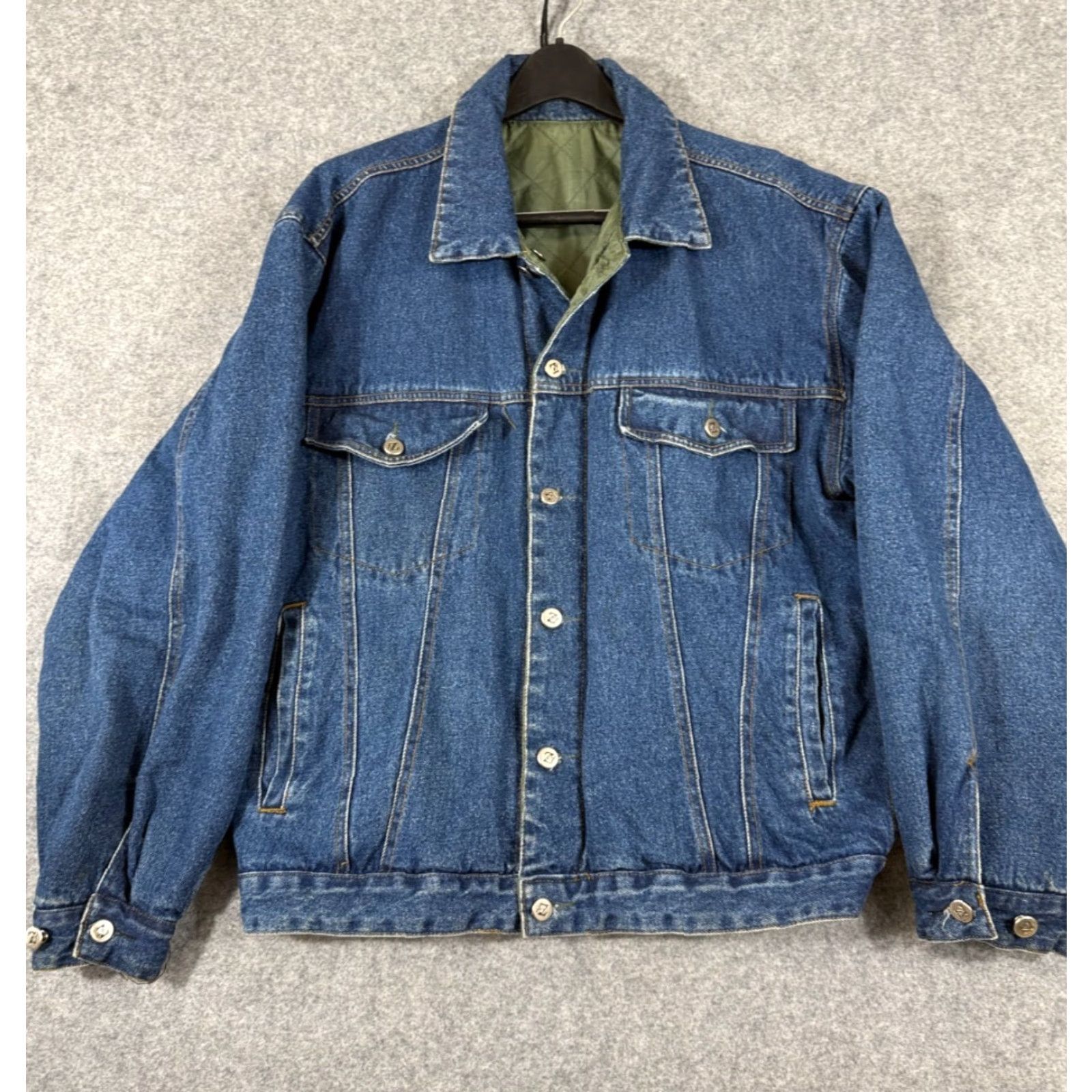 Vintage VINTAGE Arizona Jean Co Jacket Mens L Blue Denim Quilted Lined Button Front Cowboy Western Trucker 90s Pockets Mens Size US 33 - 2 Thumbnail
