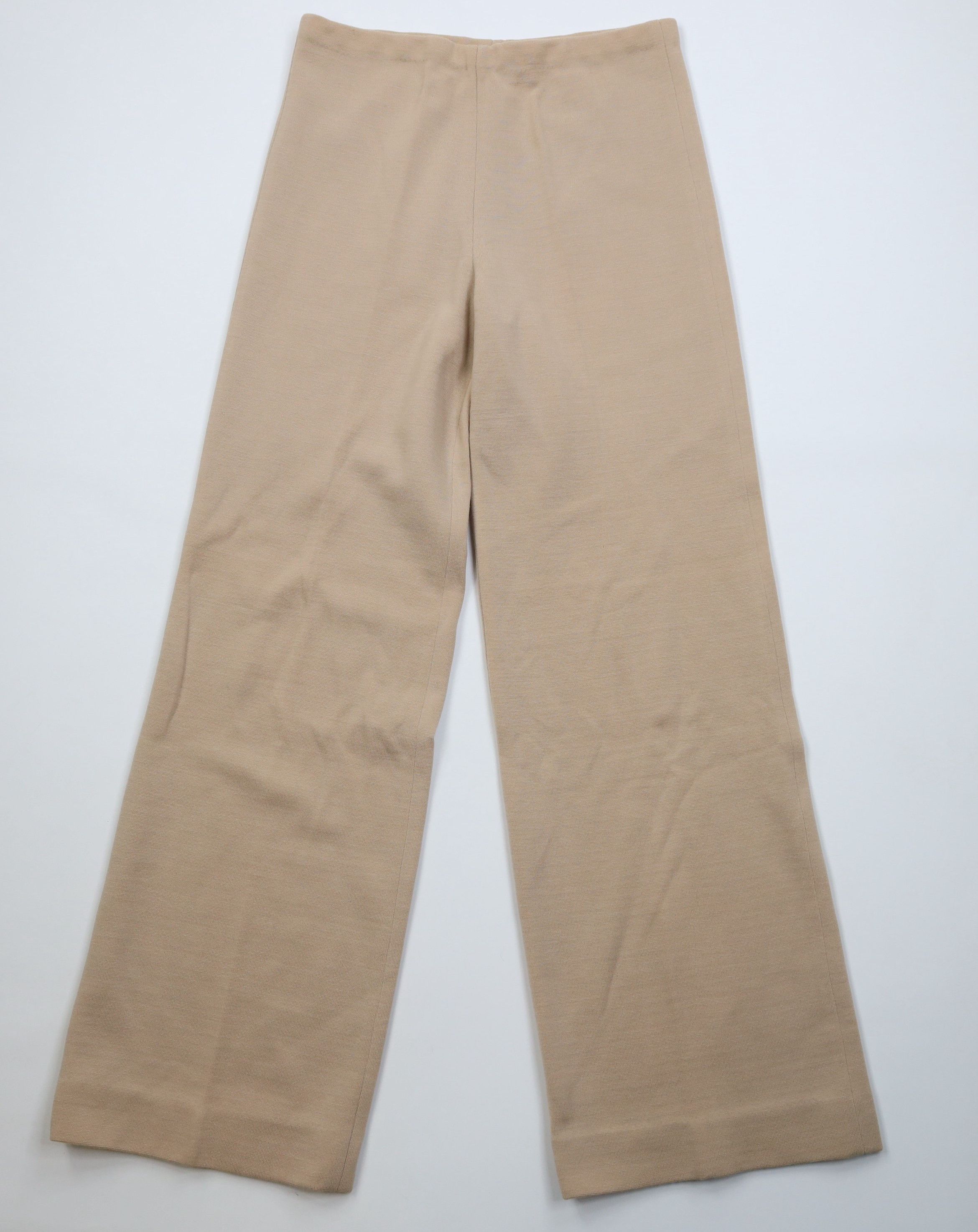 Vintage Vintage 70s Streetwear Wool Knit Bell Bottoms Pants Beige Size 36" / US 14 / IT 50 - 1 Thumbnail