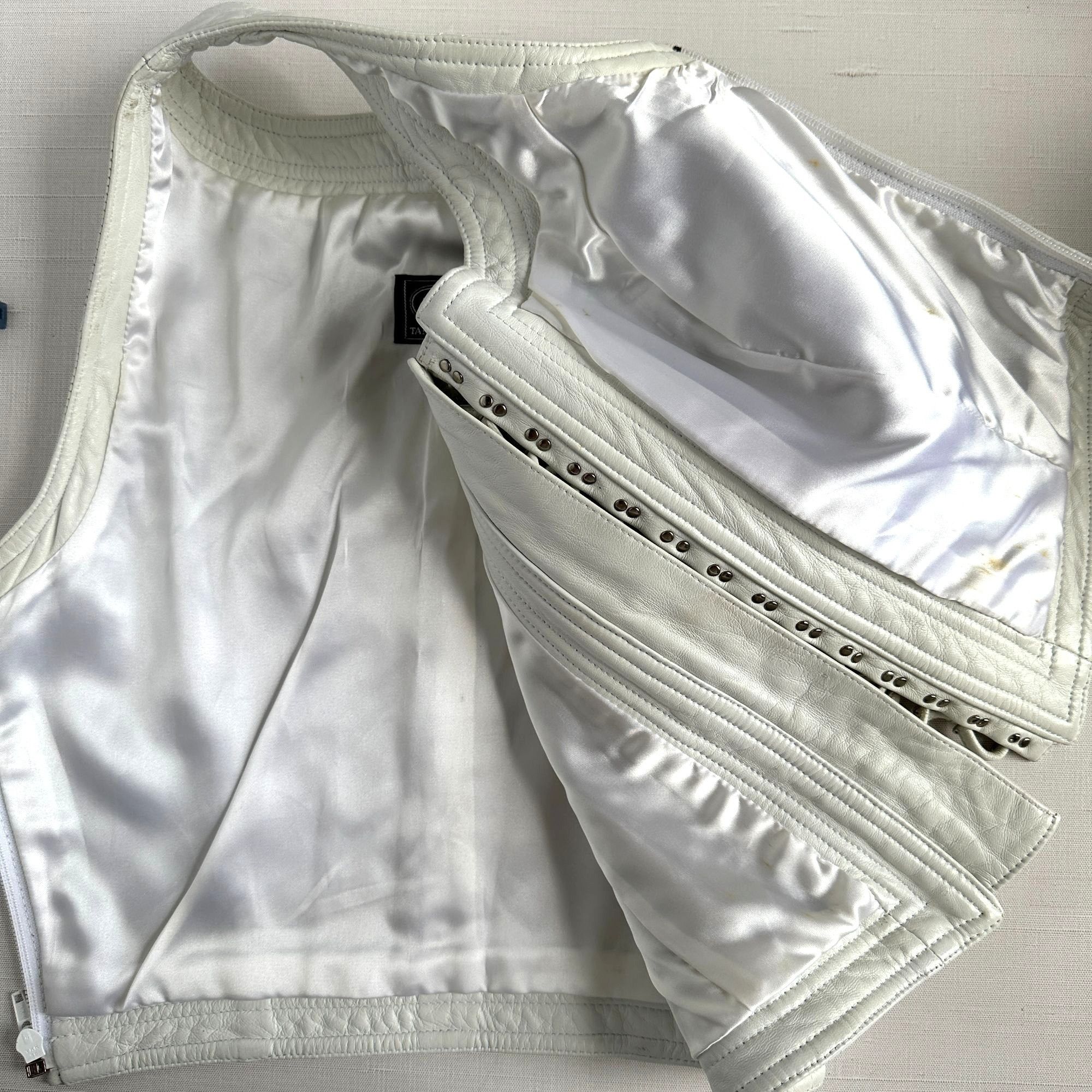 Tannery West Tannery West White Leather Lace Up Vest 1990s Size L / US 10 / IT 46 - 13 Thumbnail