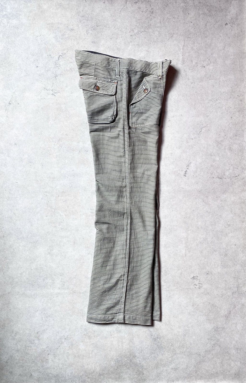 Japanese Brand SUNLUCAS🇯🇵 Stripe Hickory Flared Pant Size US 30 / EU 46 - 2 Thumbnail