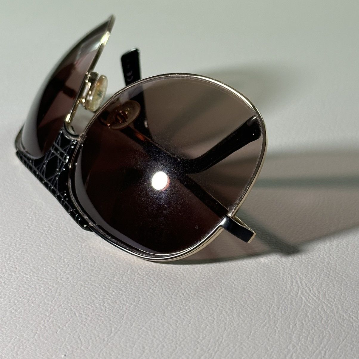 Dior Dior MyLadyDior8 Gold and Black Large Aviator Sunglasses Size ONE SIZE - 8 Thumbnail