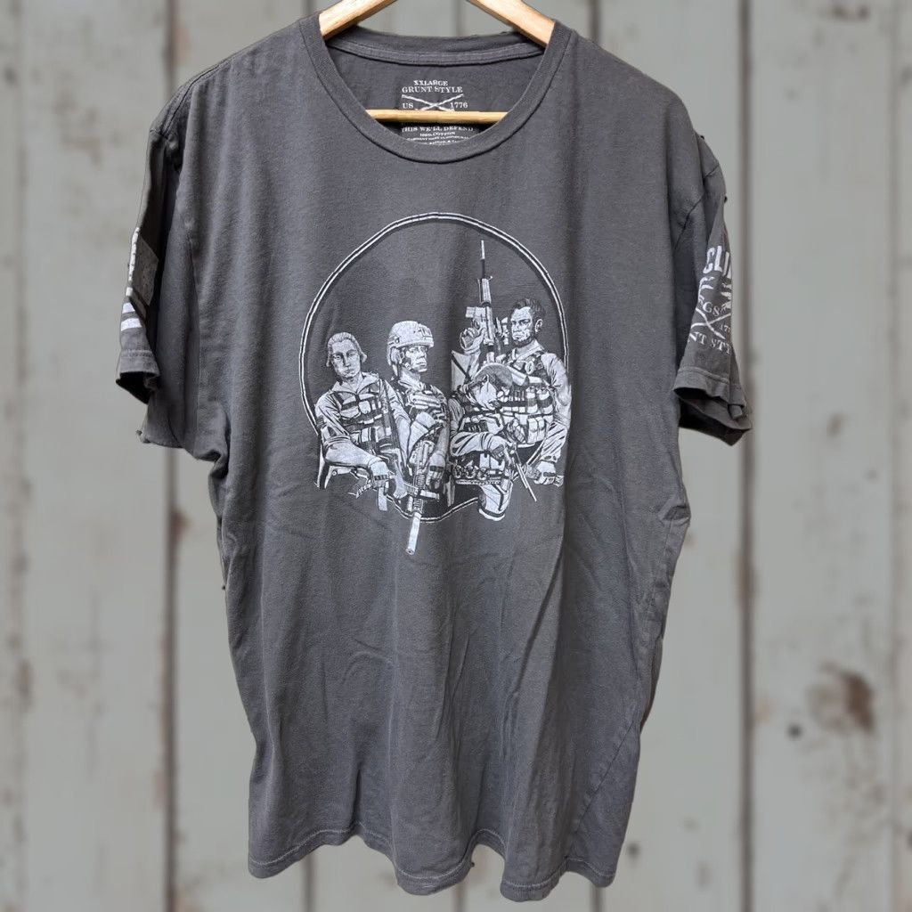 Vintage Grunt Style T-Shirt Short Sleeve Womens XXL Graphic Presidents Tee Gray Cotton Crew Neck Qetship? Size XXL / US 16-18 / IT 52-54 - 1 Thumbnail