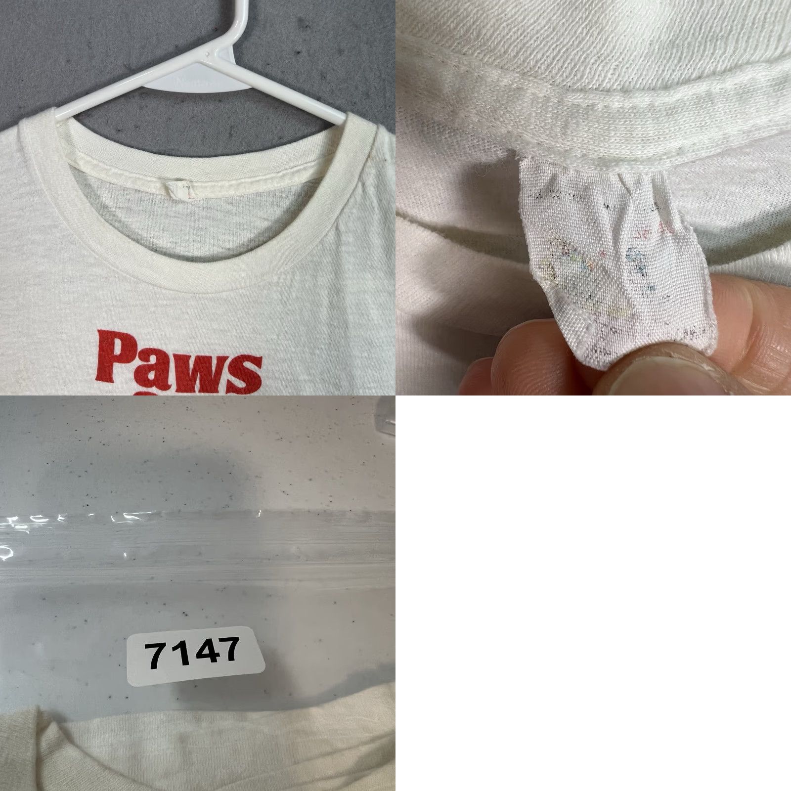 Fruit Of The Loom VINTAGE 80s Gaines Paws For Gaines Burgers Graphic Tee Adult Small White Mens Size US S / EU 44-46 / 1 - 8 Thumbnail