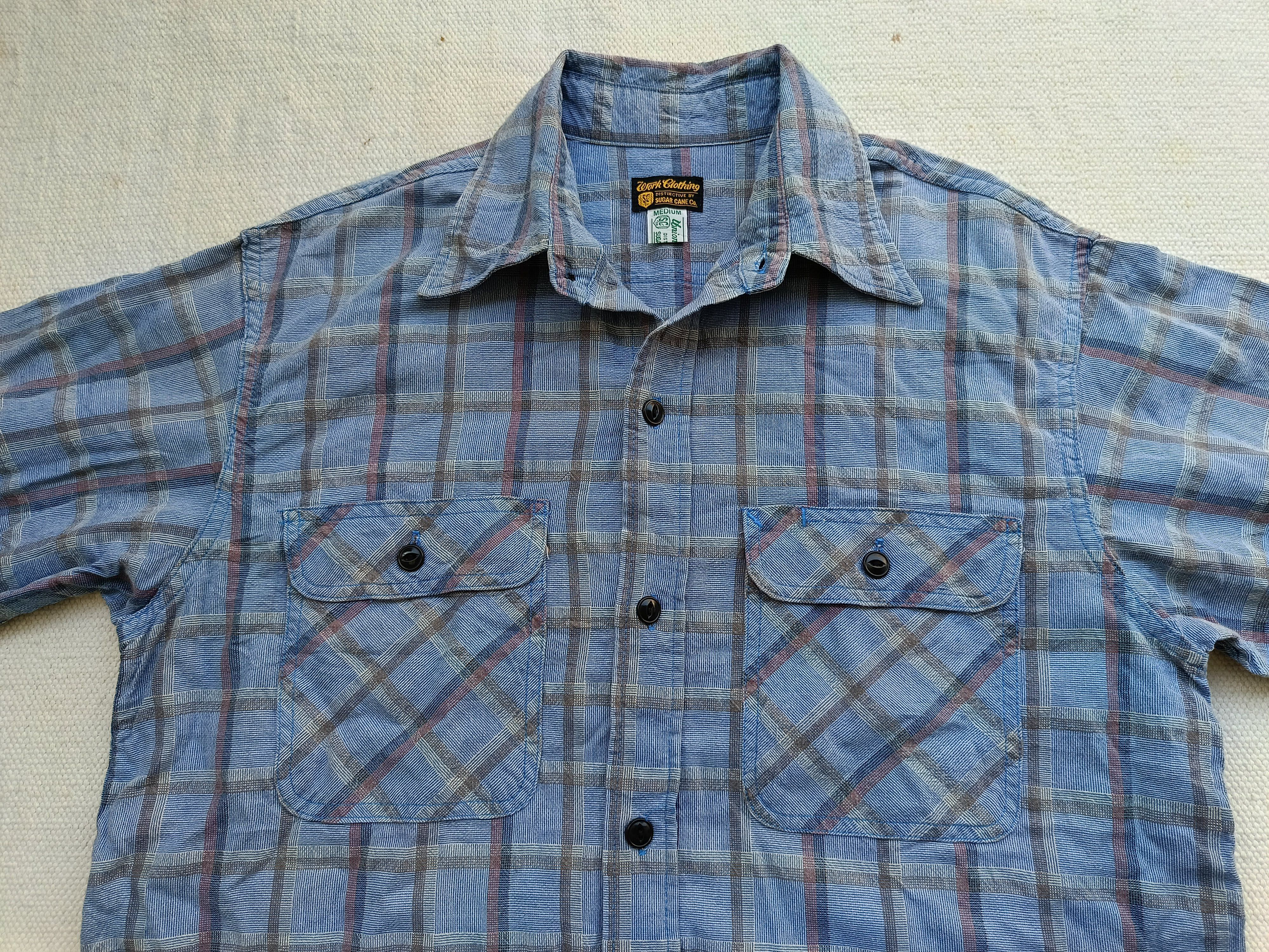 Sugar Cane SUGAR CANE Union Made blue check work clothing shirt medium Size US M / EU 48-50 / 2 - 9 Thumbnail