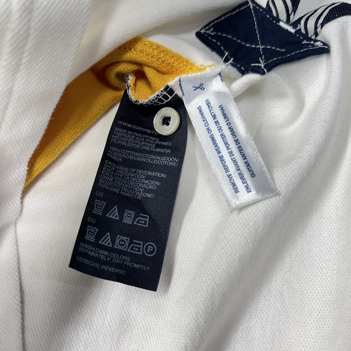 Tommy Hilfiger Tommy Hilfiger Polo Blue Yellow Custom Fit White Golf Flag Size US L / EU 52-54 / 3 - 11 Thumbnail