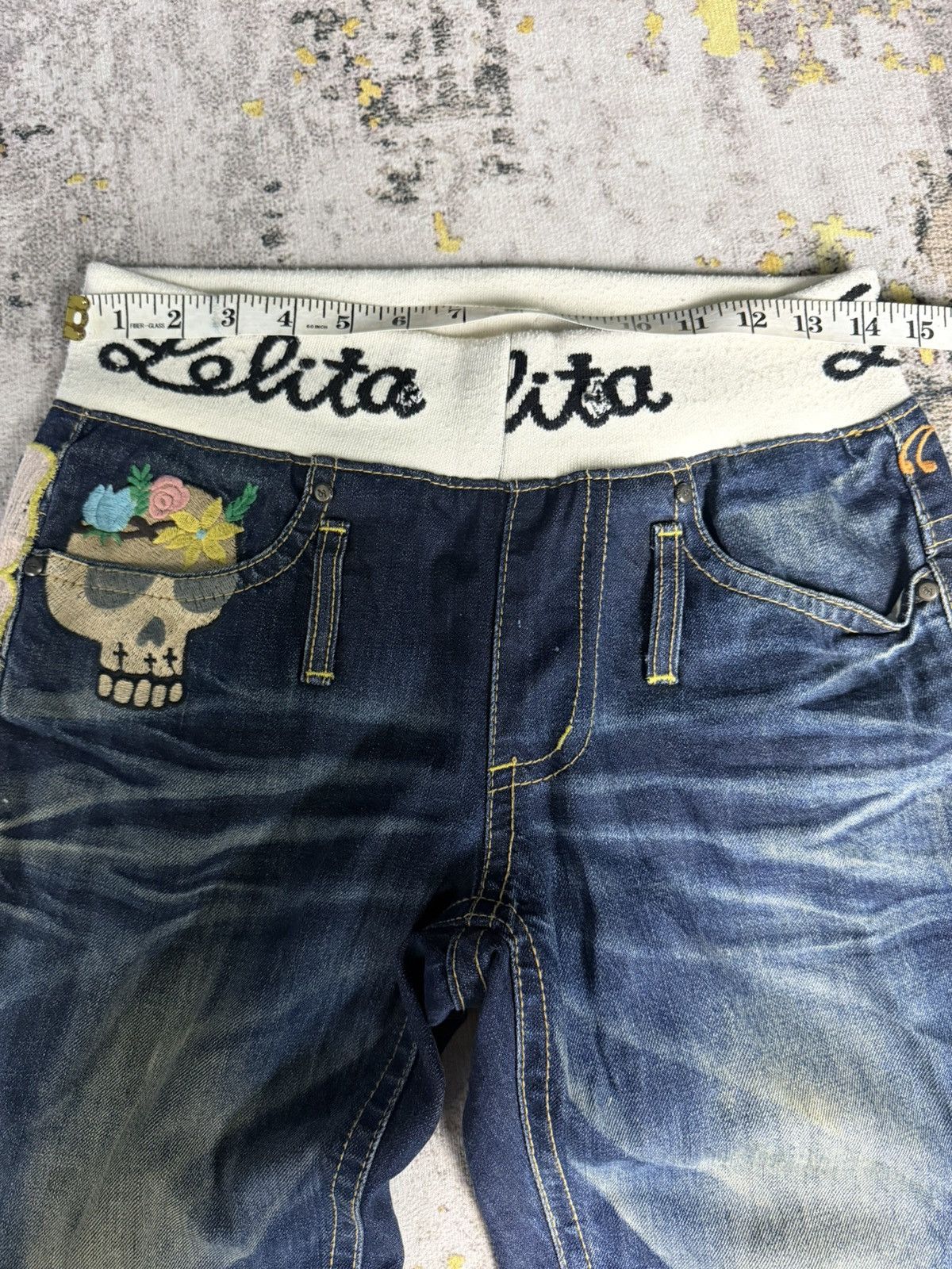 Tornado Mart Rare Lolita Yoshitomo Nara Skull Jeans Size US 29 - 4 Thumbnail