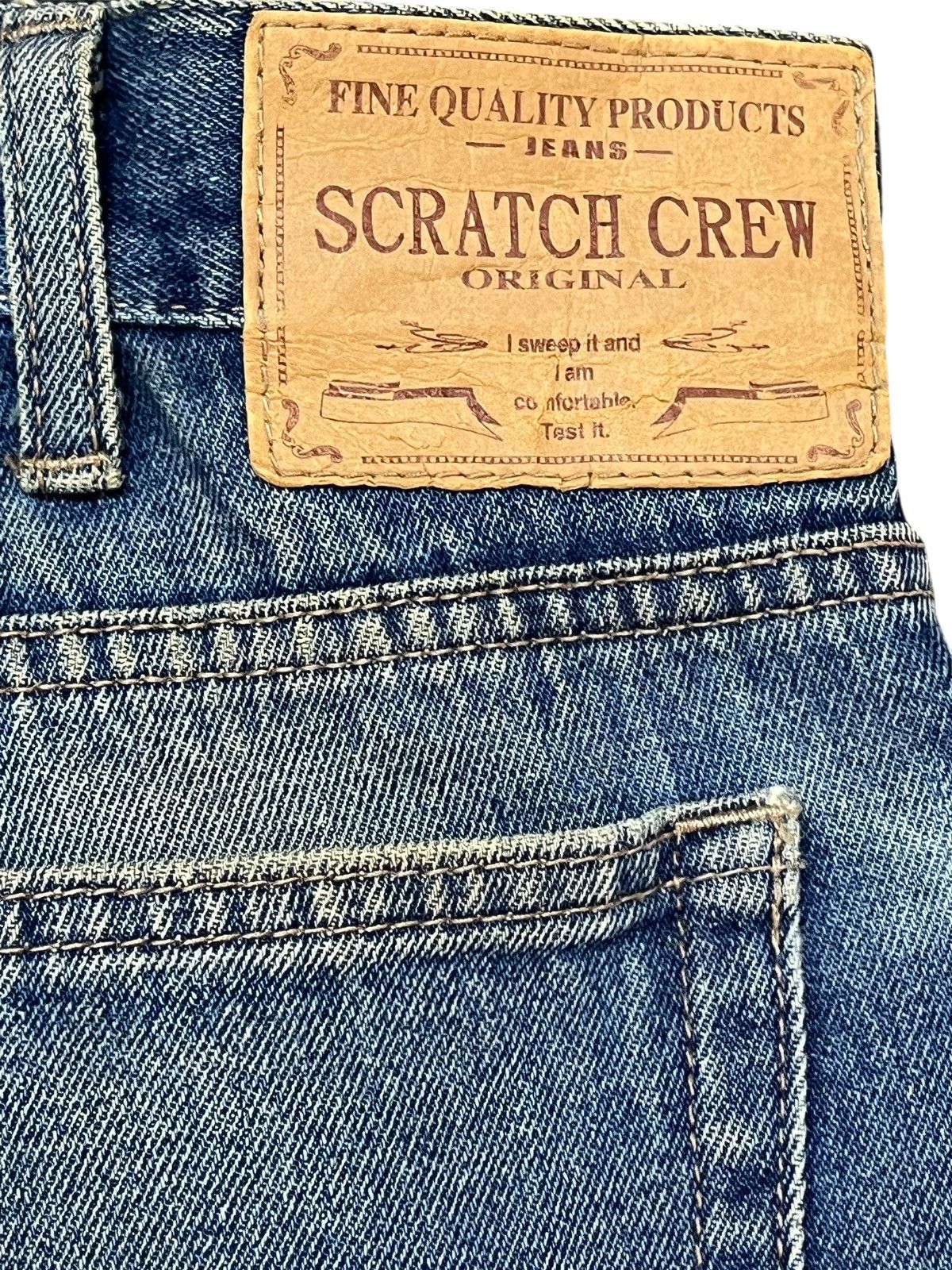 Beauty Beast × Japanese Brand × Yasuyuki Ishii Vintage Scratch Crew Baggy Faded Grunge Distressed Denim Size US 35 - 7 Thumbnail