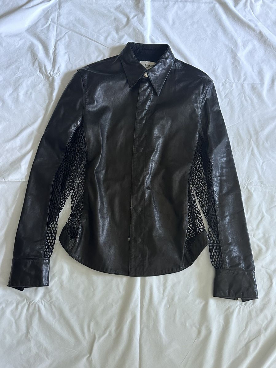 Dirk Bikkembergs Dirk Bikkembergs Early 1990 Mesh & Leather Shirt Size US S / EU 44-46 / 1 - 1 Thumbnail