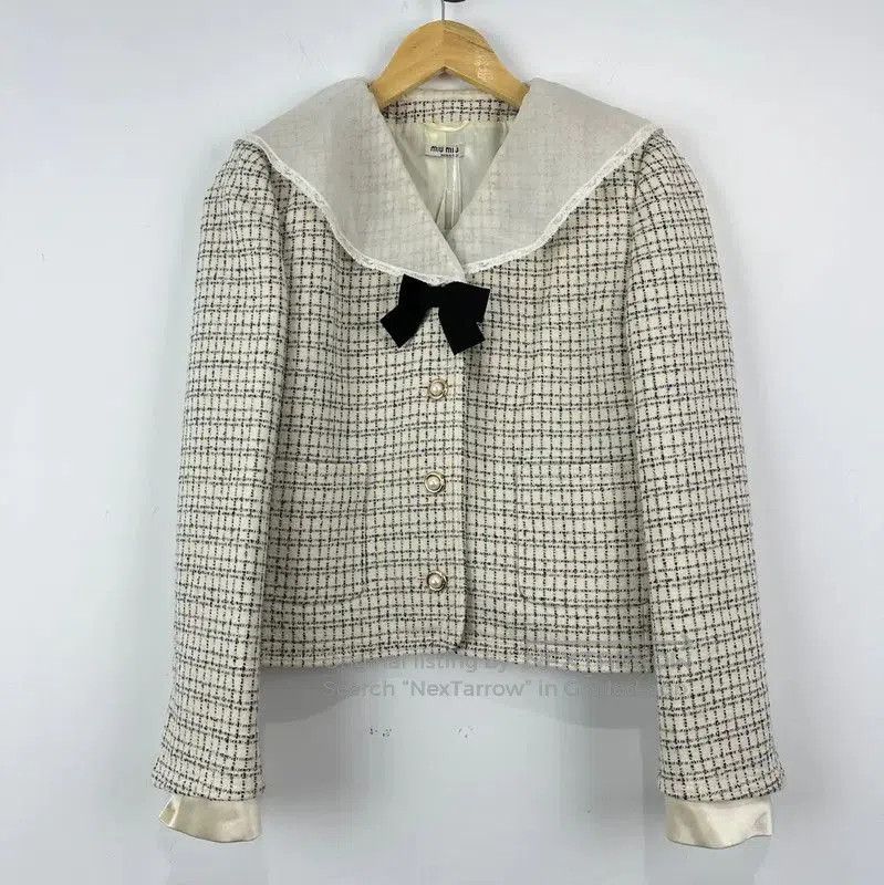 Miu Miu Miu Miu Wool Jacket with Bow Tie . Size M / US 6-8 / IT 42-44 - 1 Thumbnail