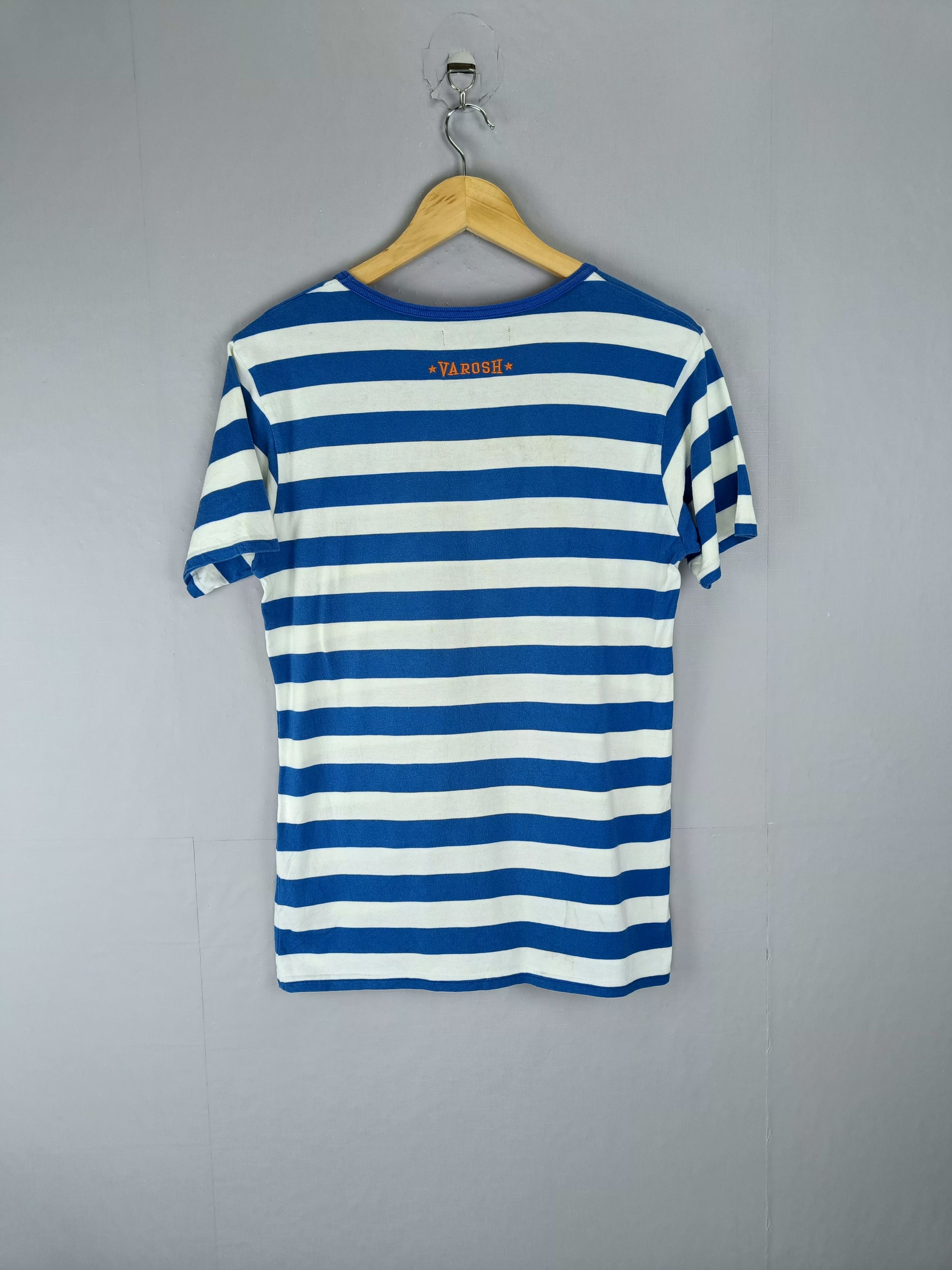 Japanese Brand Varosh Little Girl Stripe Blue Short Sleeve Shirt Size M / US 6-8 / IT 42-44 - 4 Thumbnail