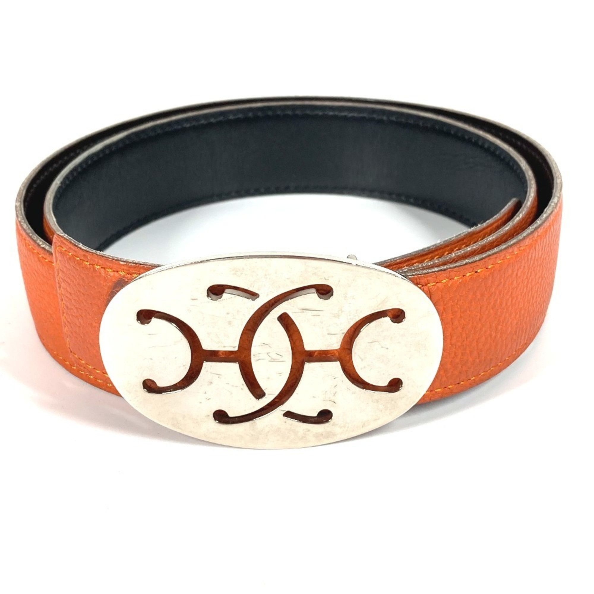 HERMES Double H Logo Buckle Belt for Bottoms, Leather 