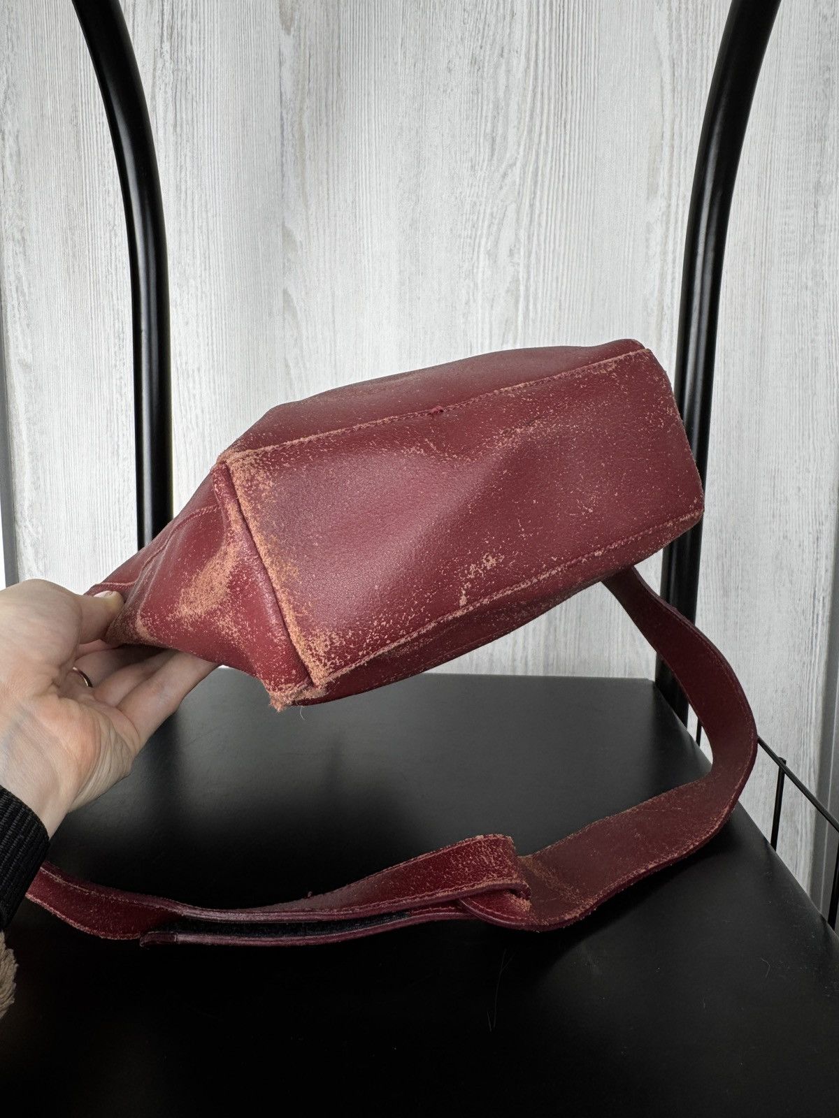 Emporio Armani Emporio Armani Ruby Red vintage Faded leather crossbody bag Size ONE SIZE - 5 Thumbnail