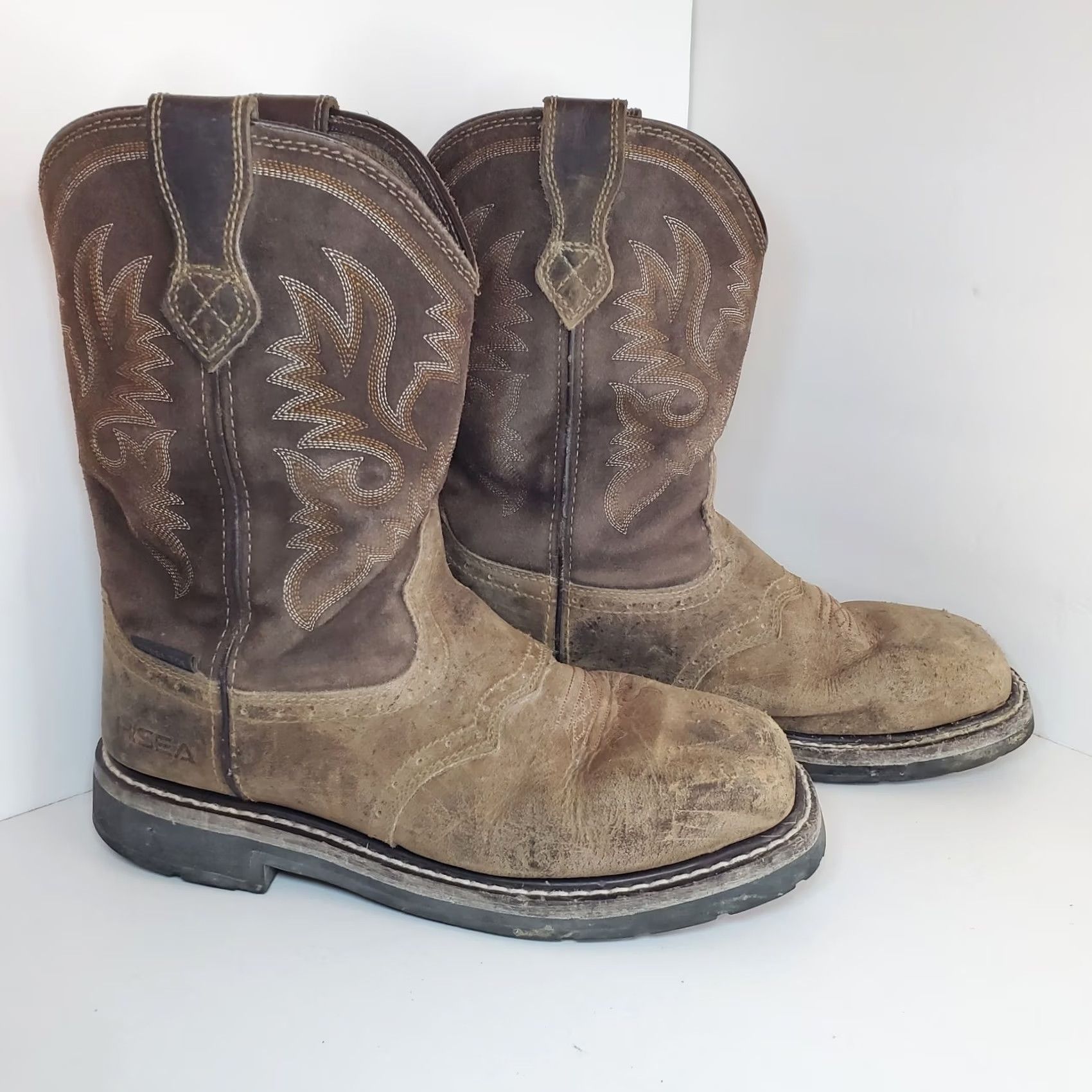 Vintage HISEA NINGO Mens 11M Steel Toe Western Work Boots Waterproof Cowboy Boot Square Size US 11 / EU 44 - 4 Thumbnail
