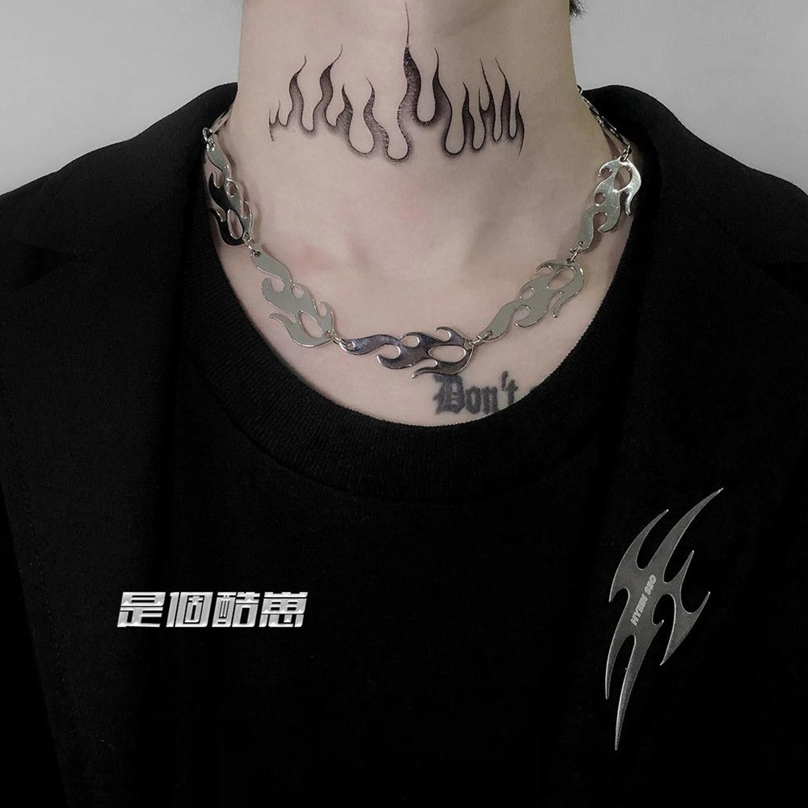 Jewelry Fire Flame Choker Necklace / Grunge, Goth, y2k Size ONE SIZE - 1 Thumbnail