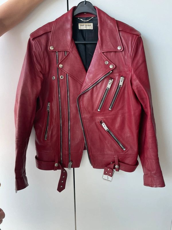 Saint Laurent RED multizip biker SS14 leather jacket