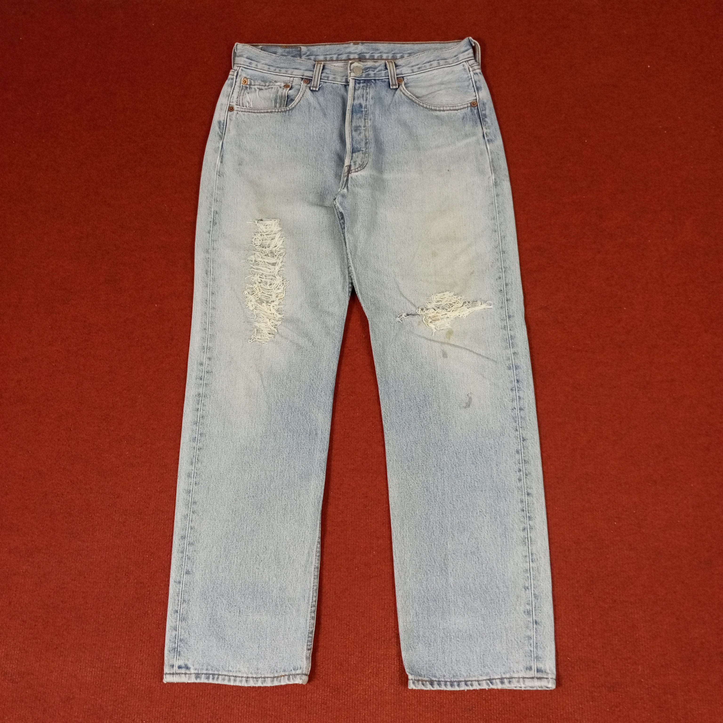 Levis 501 Fashion Streetwear Style Distressed Jeans