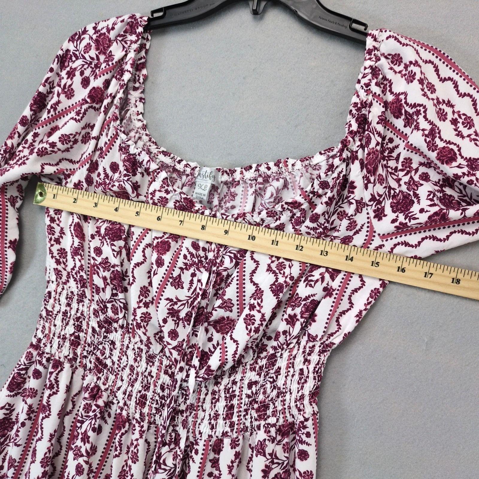 Other Justify Burgundy Floral Off-Shoulder Mini Peasant Dress XL Size XL / US 12-14 / IT 48-50 - 5 Thumbnail